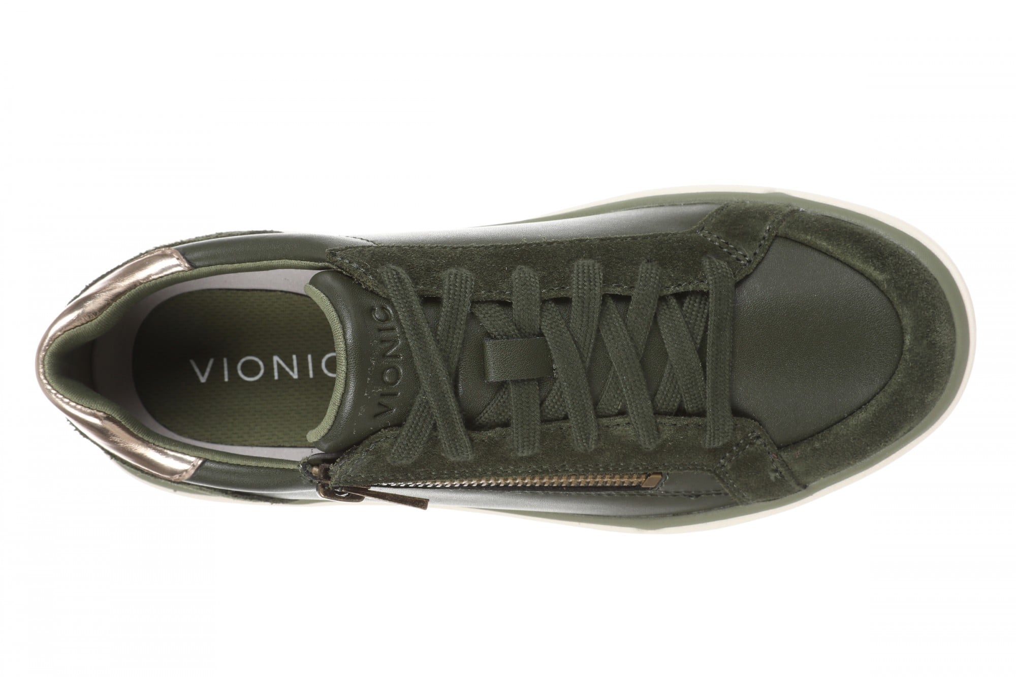 Vionic City Walk AXS Women's Sneakers | Side Zip & Arch Support - Olive Moss - Top