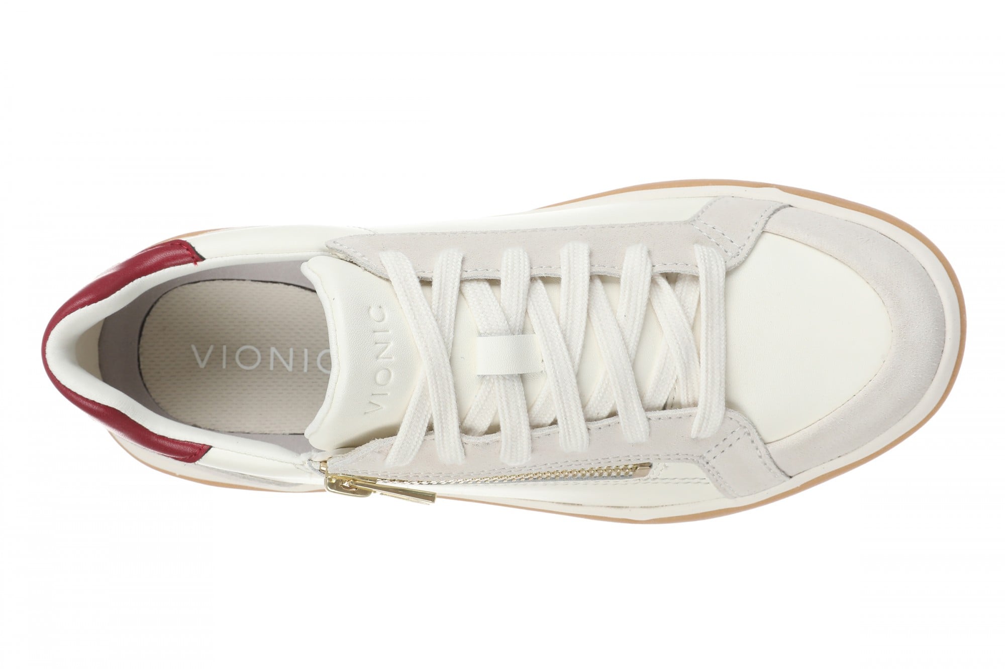 Vionic City Walk AXS Women's Sneakers | Side Zip & Arch Support - Ivory - Top