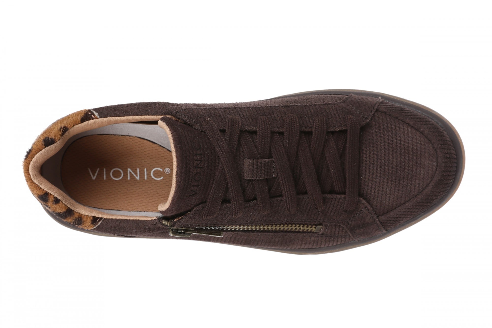 Vionic City Walk AXS Women's Sneakers | Side Zip & Arch Support - Chocolate Ganache - Top