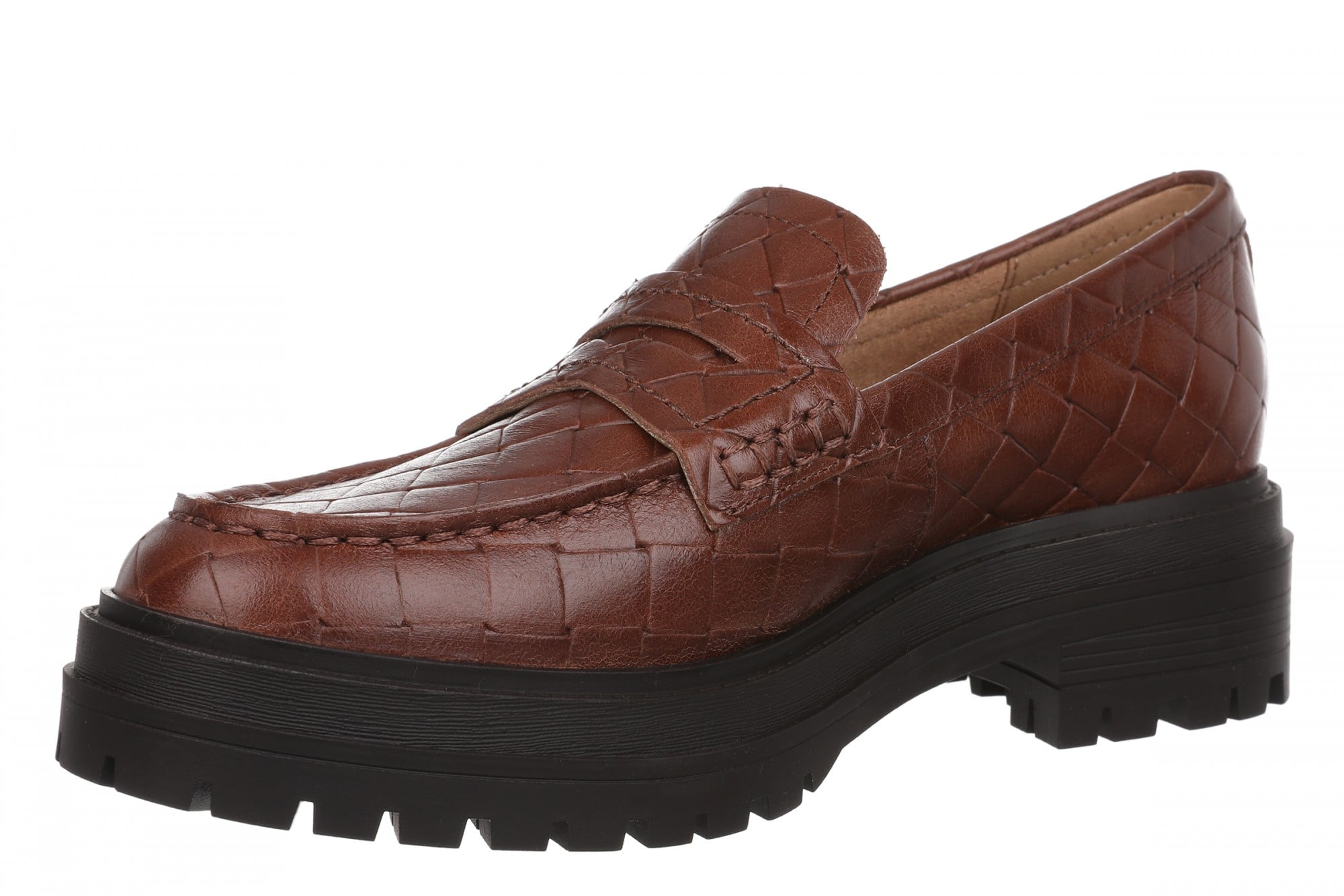 Vionic Georgia Women's Lug-Sole Arch Support Loafer - Bread Brown - Left angle
