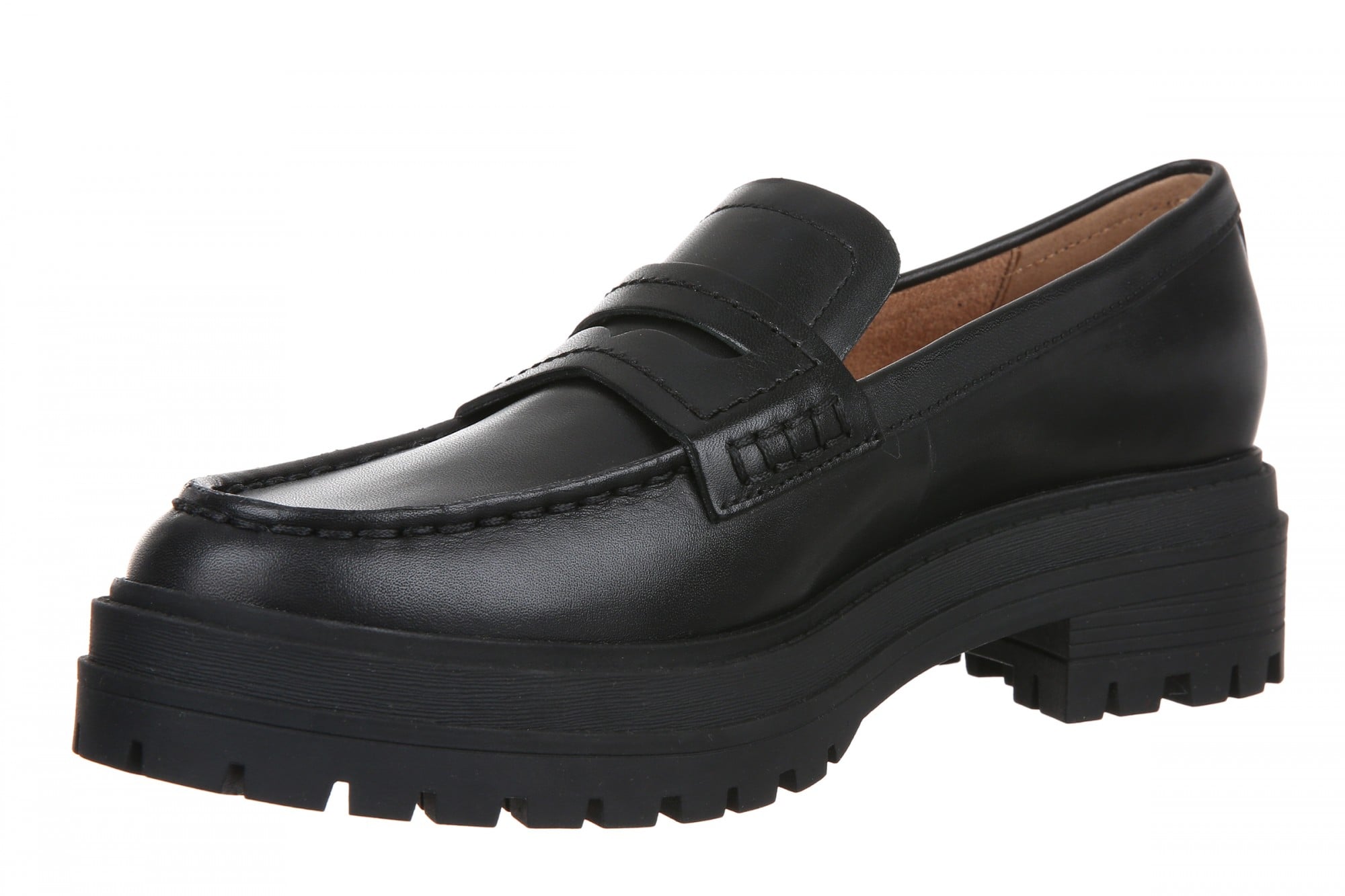 Vionic Georgia Women's Lug-Sole Arch Support Loafer - Black - Left angle