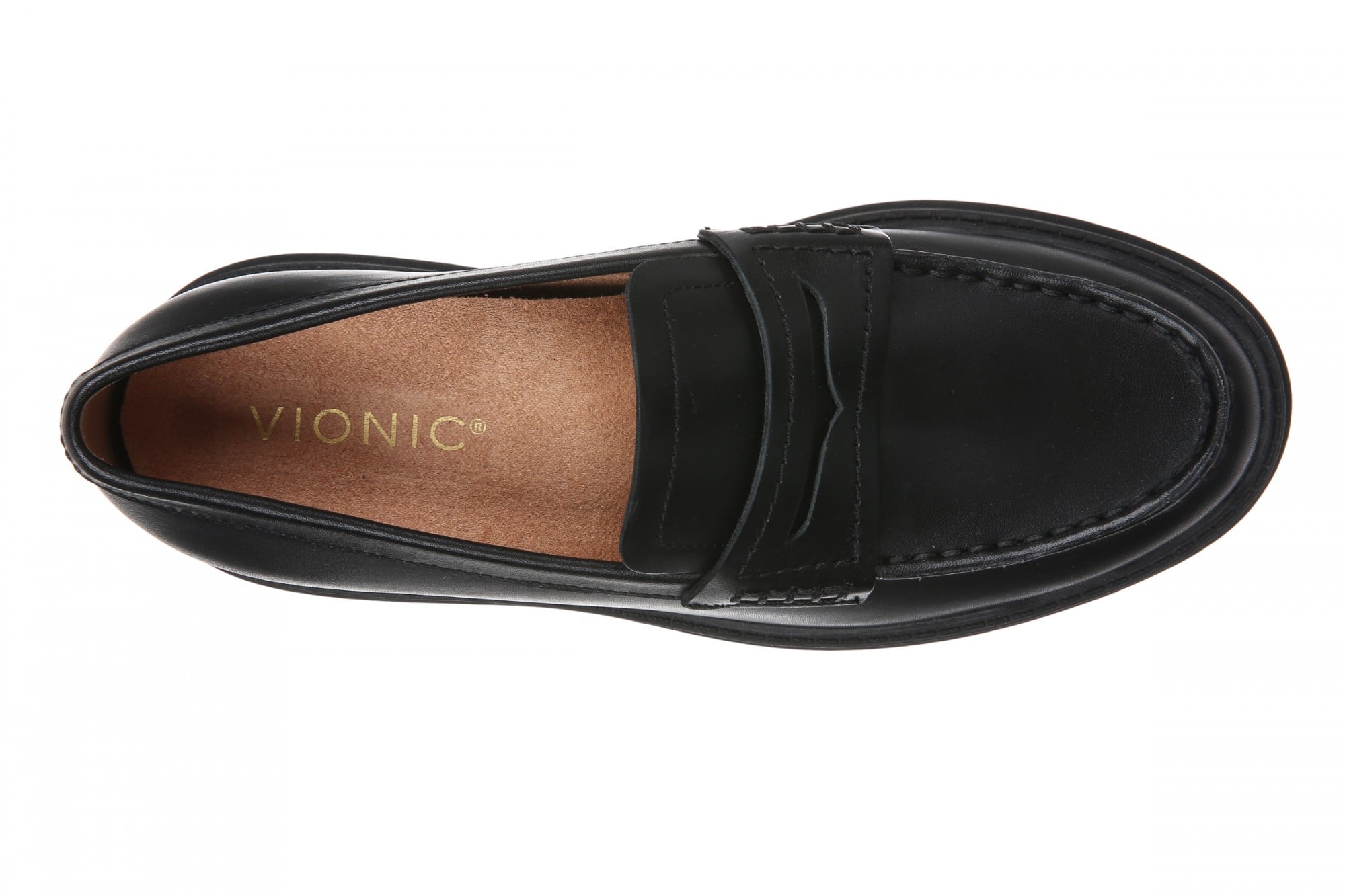 Vionic Georgia Women's Lug-Sole Arch Support Loafer - Black - Top