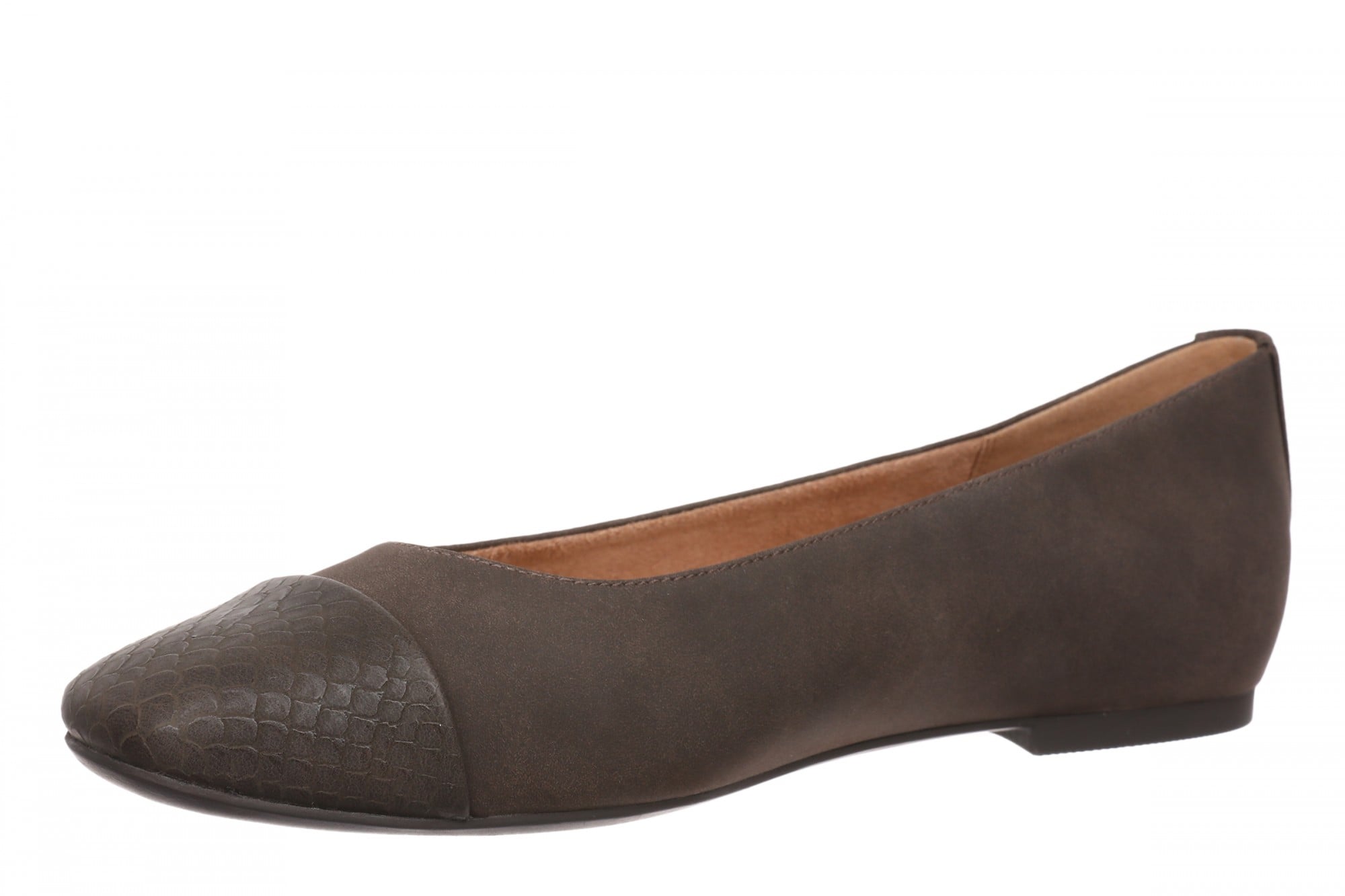 Vionic Hollen Women's Cap-Toe Arch Support Flat - Chocolate - Left angle