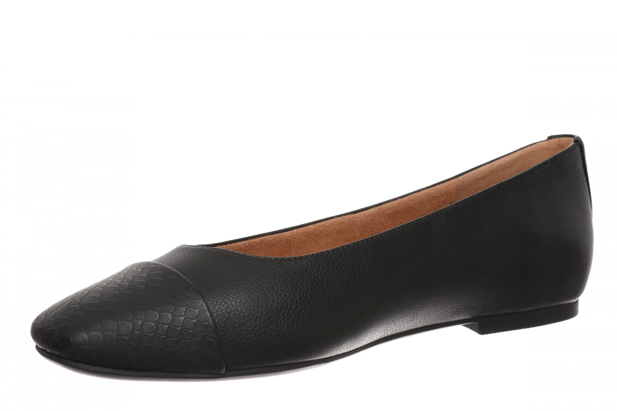Vionic Hollen Women's Cap-Toe Arch Support Flat - Black - Left angle