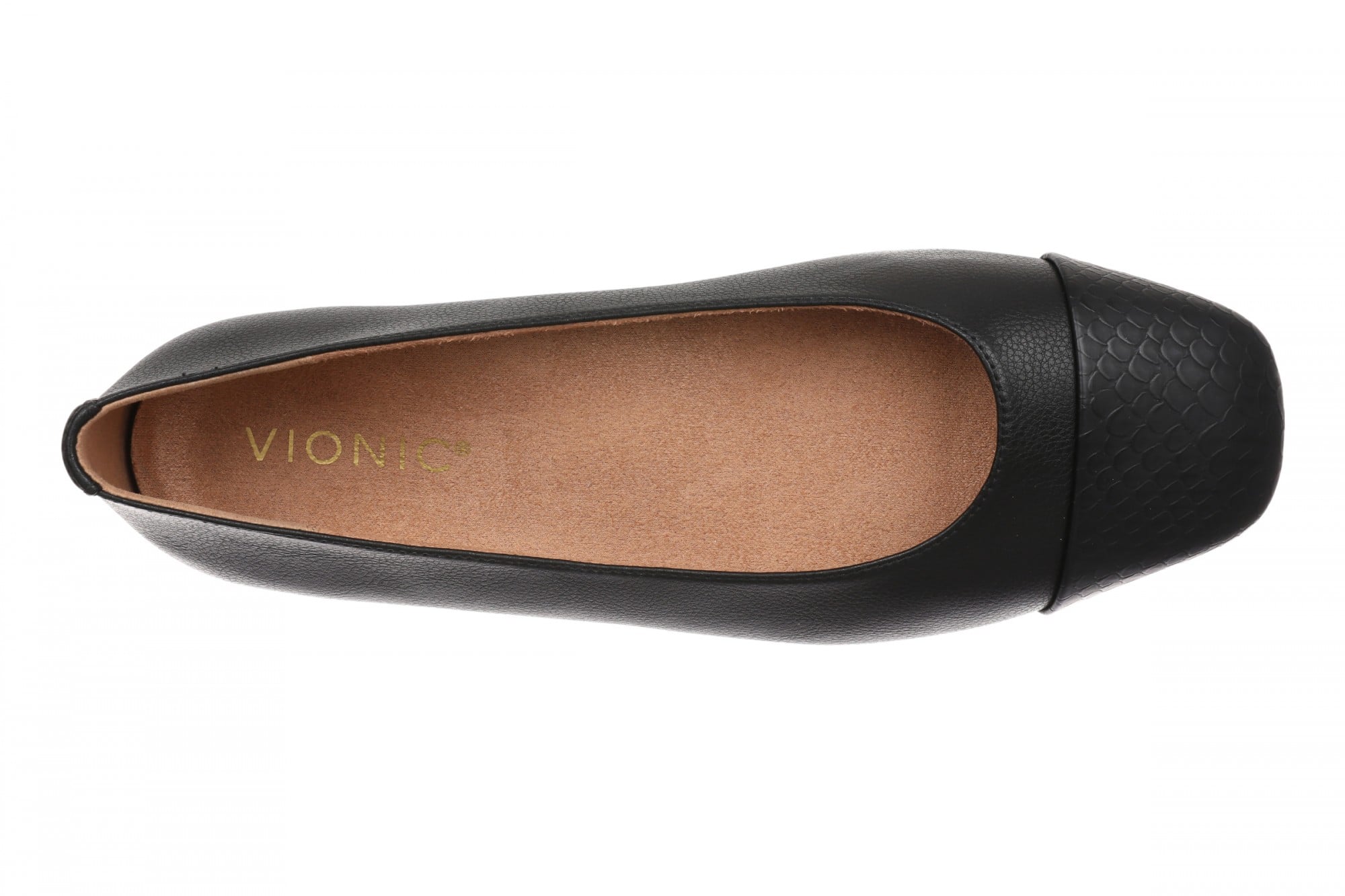 Vionic Hollen Women's Cap-Toe Arch Support Flat - Black - Top