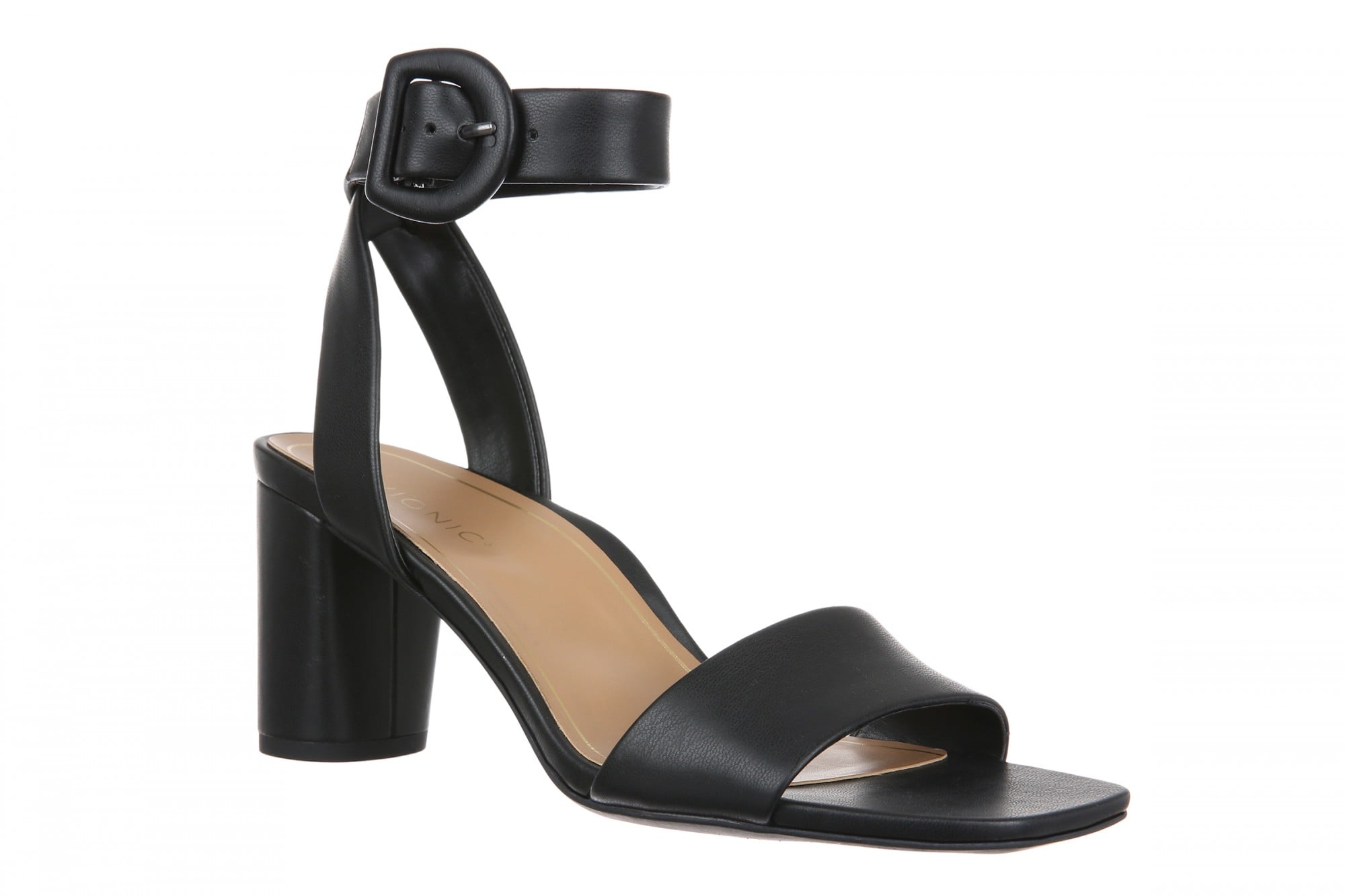 Vionic Zinfandel Women's Heeled Comfort Sandal - Black Synthetic - Angle main