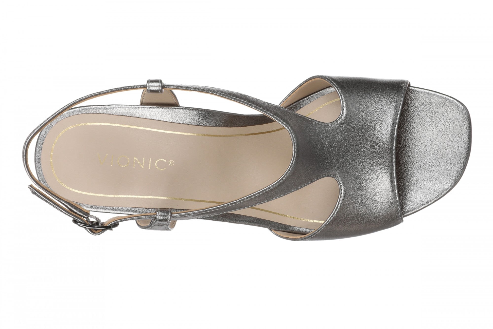 Vionic Raquel Women's Slingback Dress Sandal - Block Heel Comfort with Arch Support - Pewter - Top