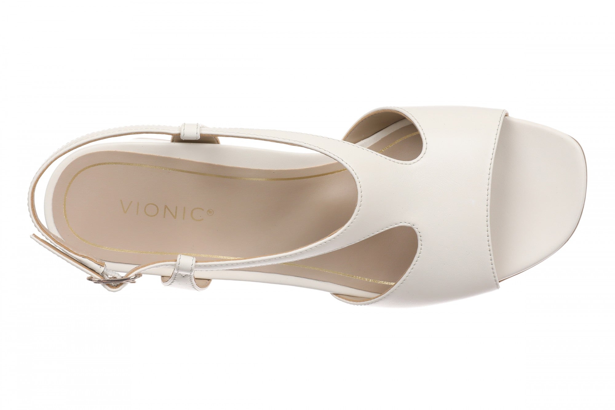 Vionic Raquel Women's Slingback Dress Sandal - Block Heel Comfort with Arch Support - Ivory - Top