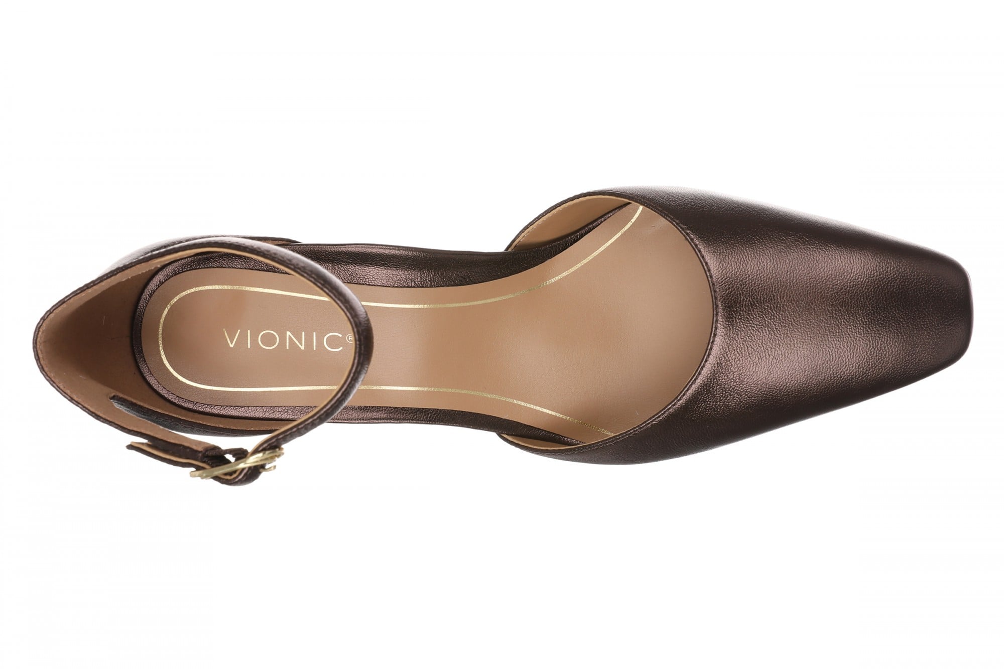 Vionic Scarlett Women's Ankle-Strap Dress Pump - Brown Metallic - Top