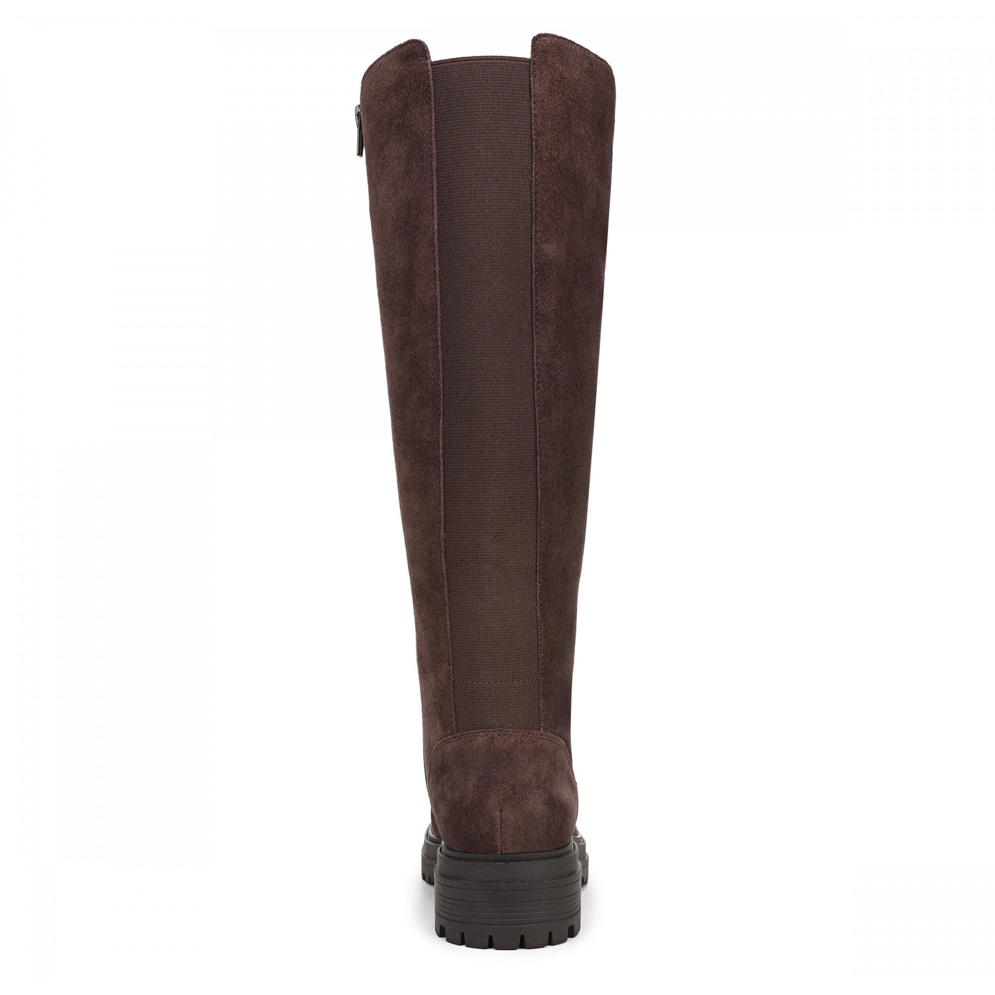 Vionic Gretchen Women's Boots - Chocolate Ganache Waxed Suede Wide Calf - Back