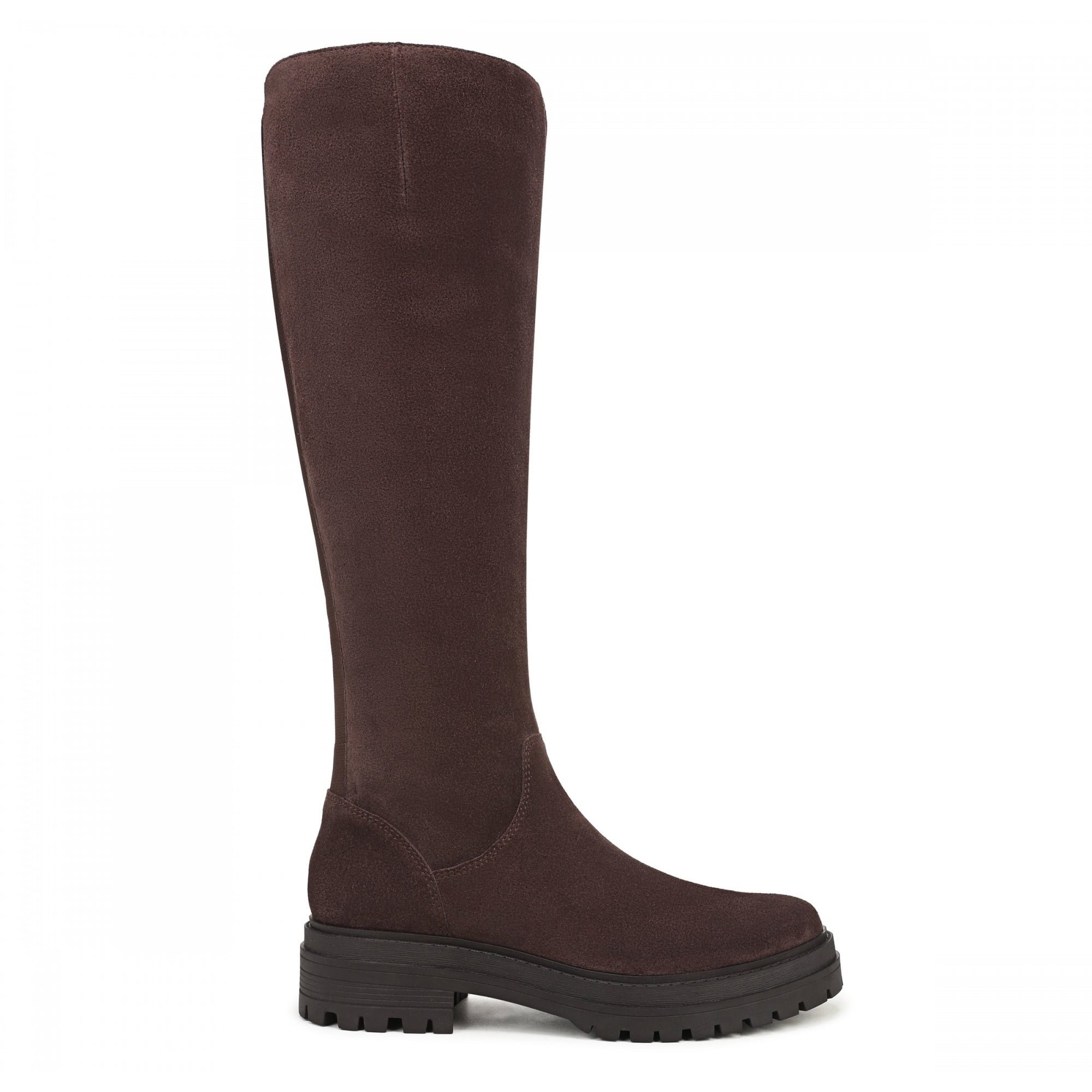 Vionic Gretchen Women's Boots - Chocolate Ganache Waxed Suede Wide Calf - Side