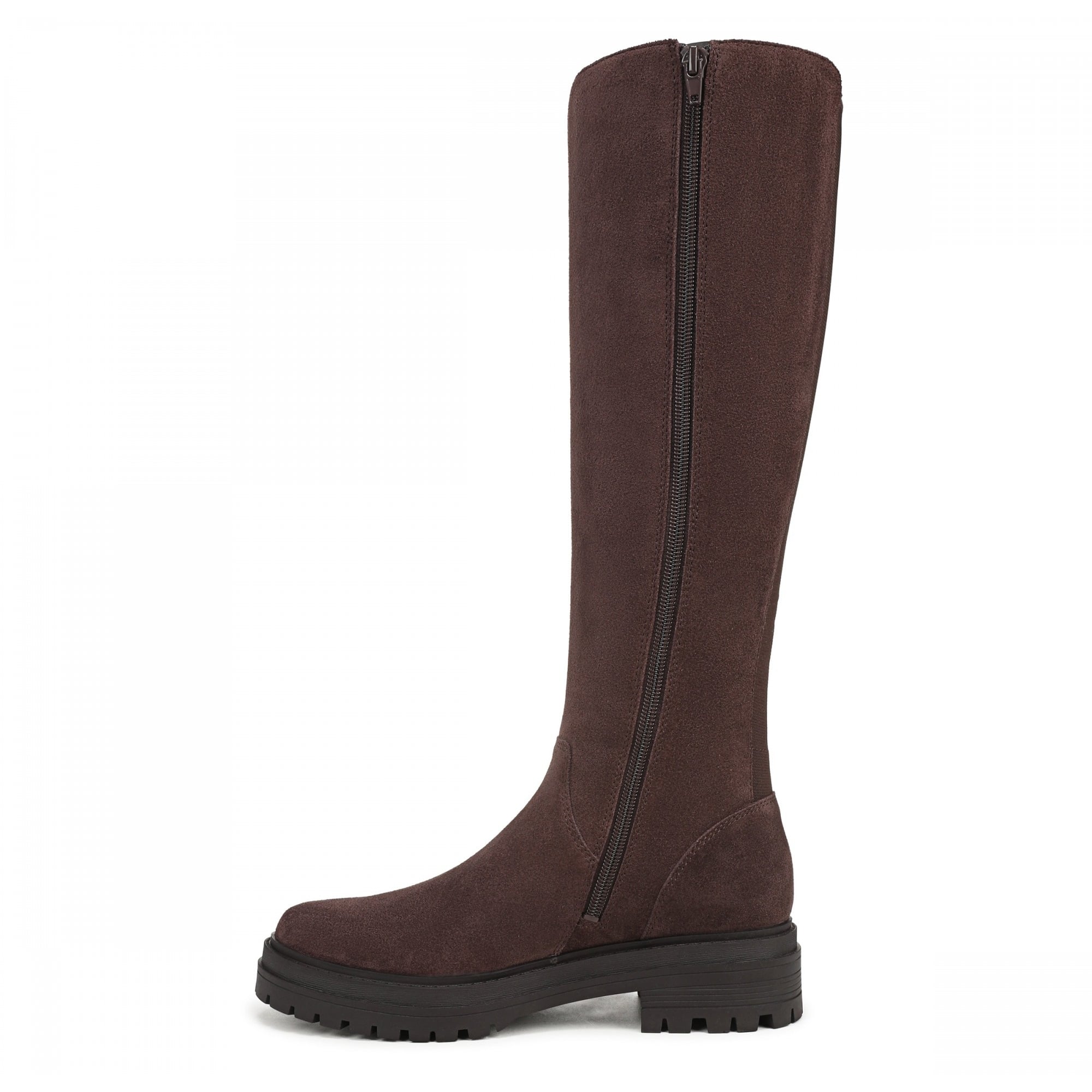 Vionic Gretchen Women's Boots - Chocolate Ganache Waxed Suede Wide Calf - Side