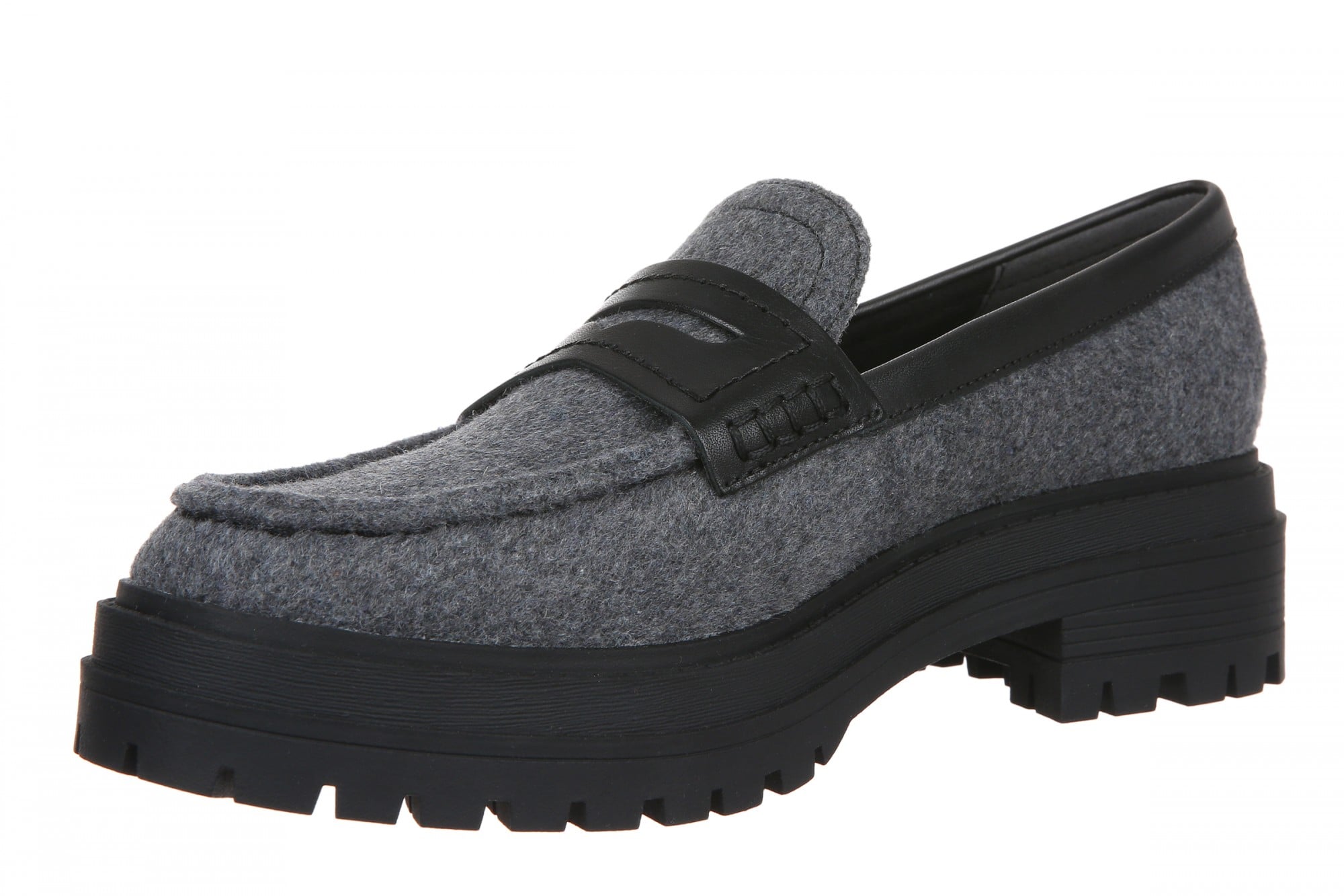Vionic Georgia Women's Lug-Sole Arch Support Loafer - Dark Grey - Left angle