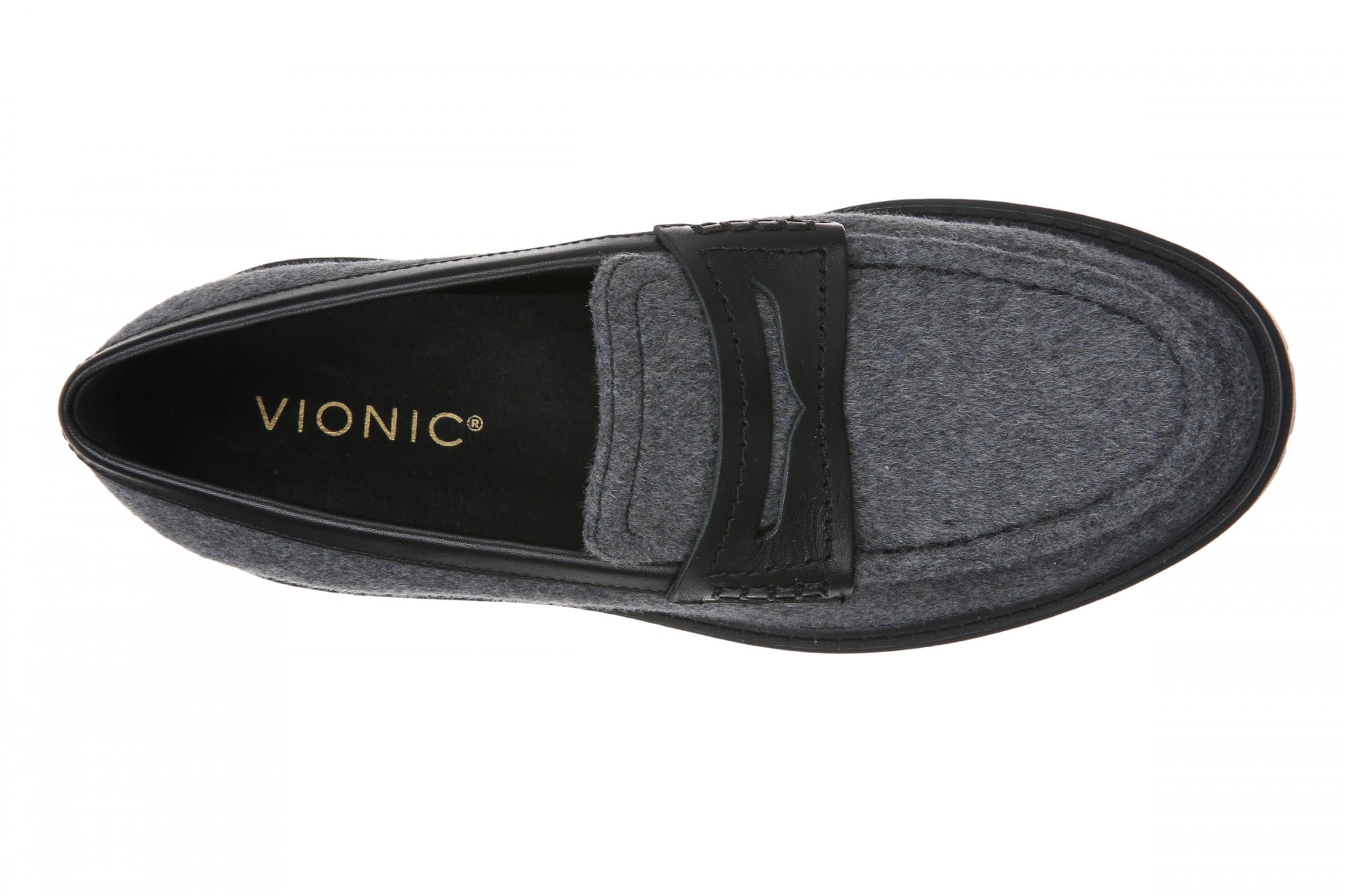 Vionic Georgia Women's Lug-Sole Arch Support Loafer - Dark Grey - Top