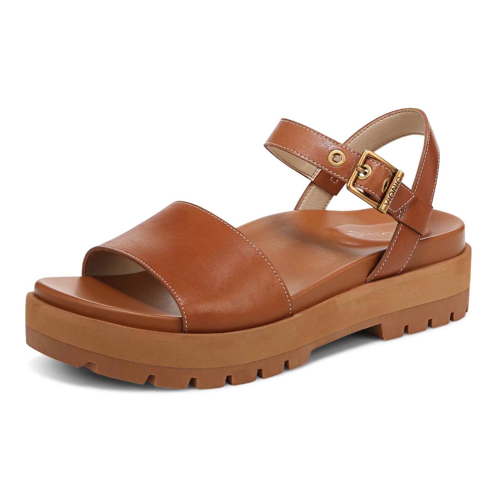 Vionic Jamie Womens Quarter/Ankle/T-Strap Sandals - Tan - Left angle
