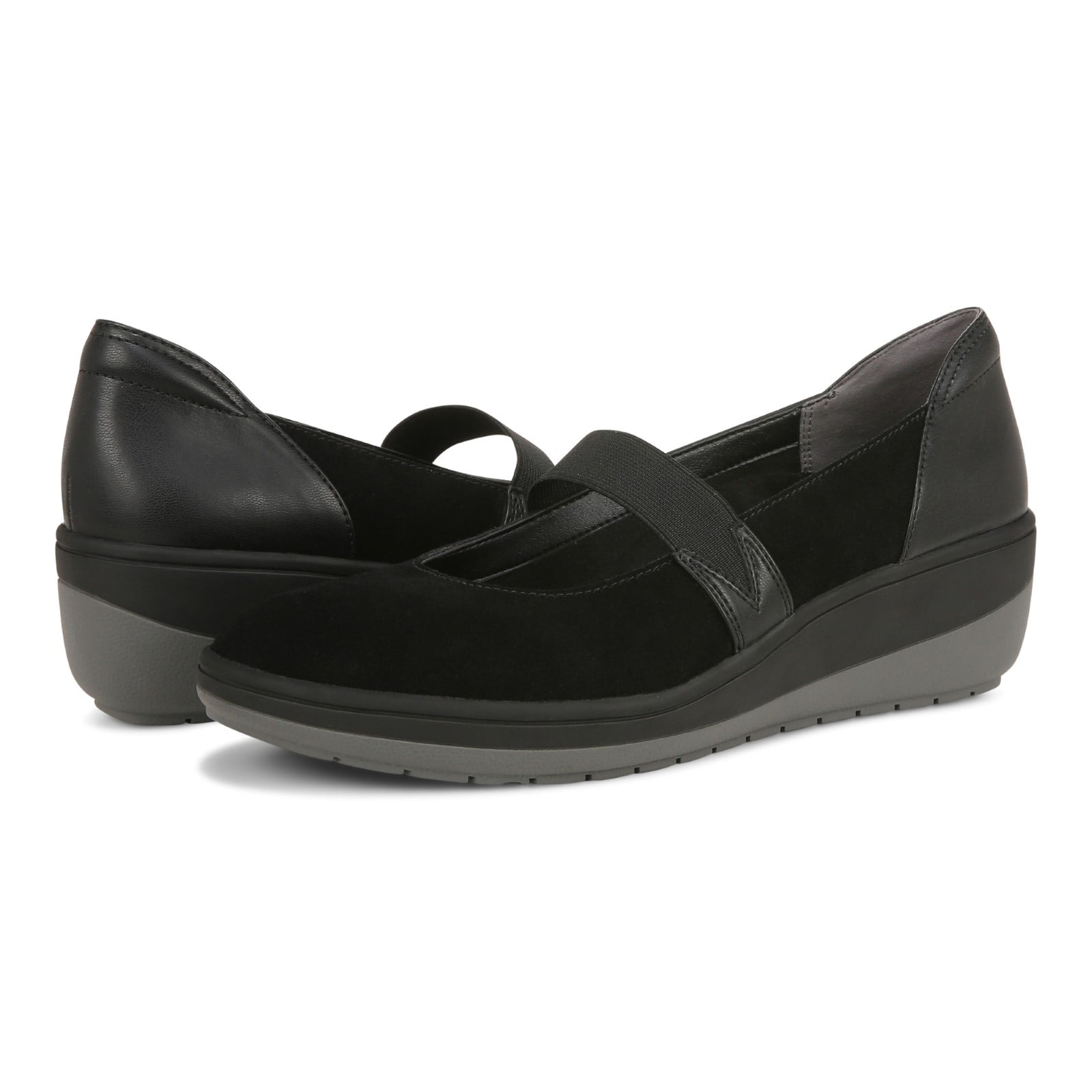 Vionic Judie Women's Mary Jane Wedge Casual Shoe - Black - pair left angle