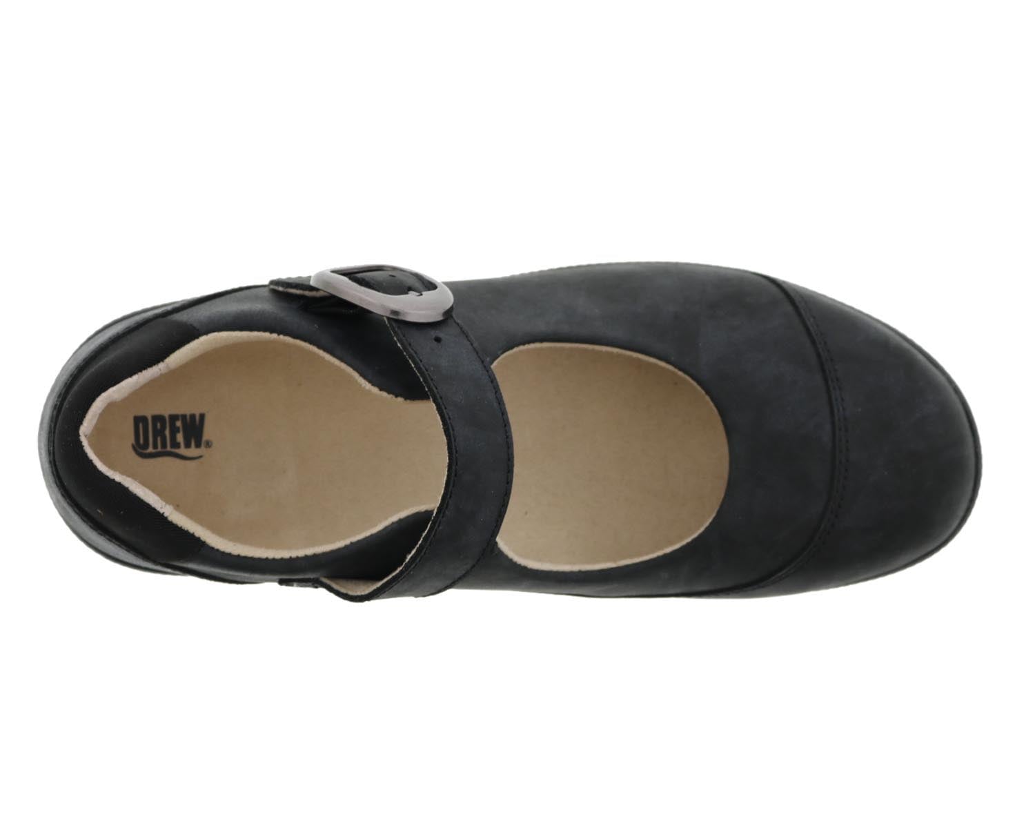 Drew Jillian Women's Therapeutic Shoes - Black Leather - Sole View