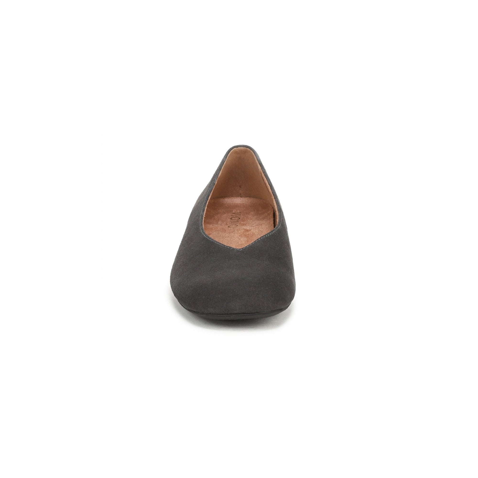 Vionic Petra Women's Ballet Flats - Grunge Grey - Front of Shoe