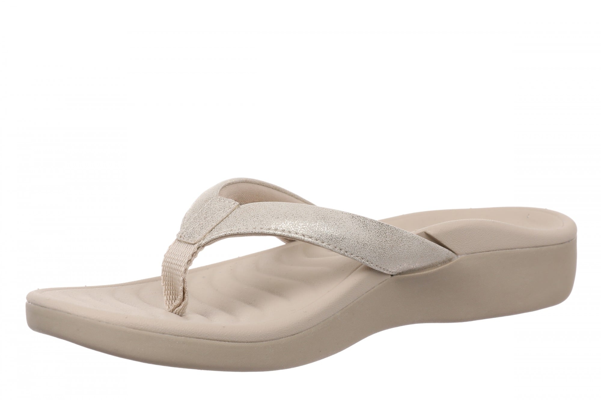 Vionic Tomales Women's Toe-Post Sandal - Light Gold - Left angle