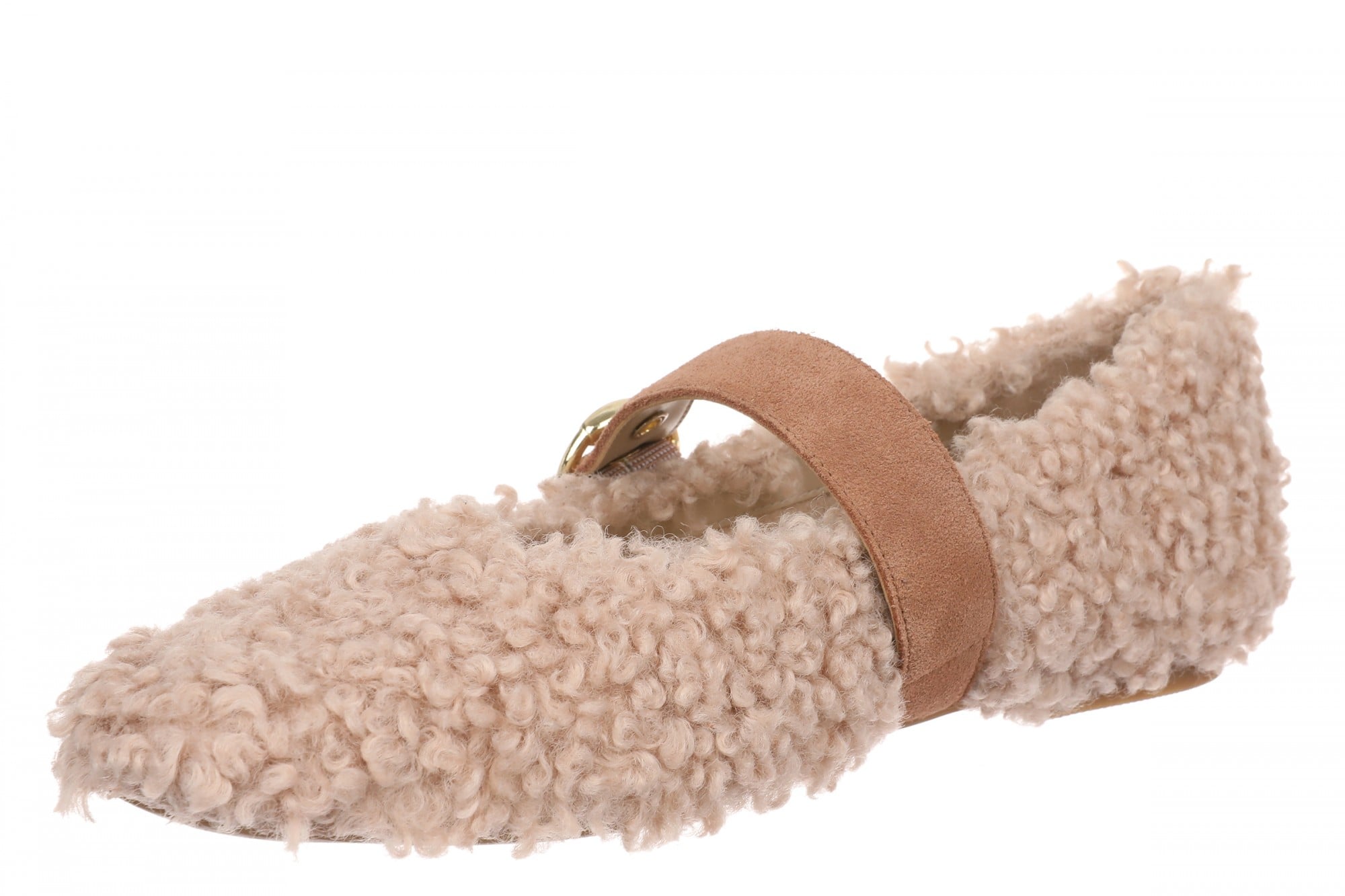 Vionic Hattie Cozy Women's Faux Shearling Mary Jane - Rugby Tan - Left angle