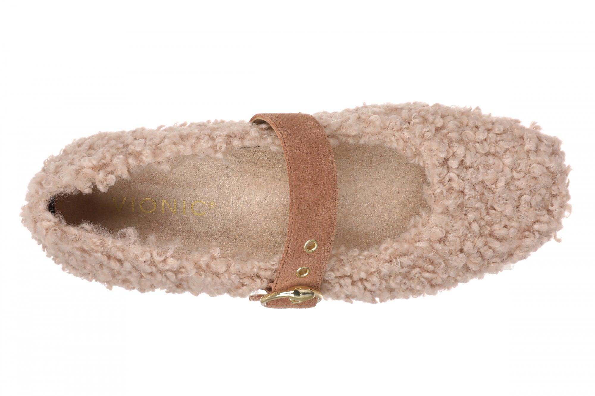 Vionic Hattie Cozy Women's Faux Shearling Mary Jane - Rugby Tan - Top