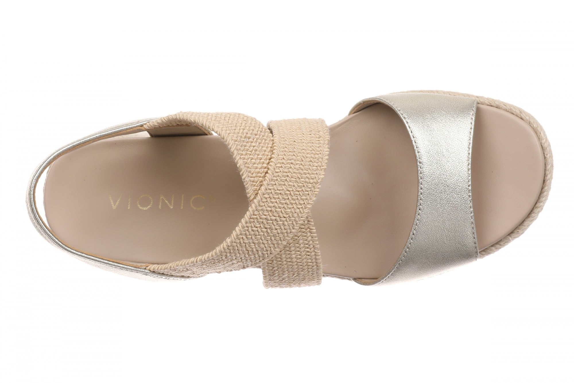 Vionic Soren Women's Espadrille Wedge Arch Support Sandal - Gold/Natural - Top