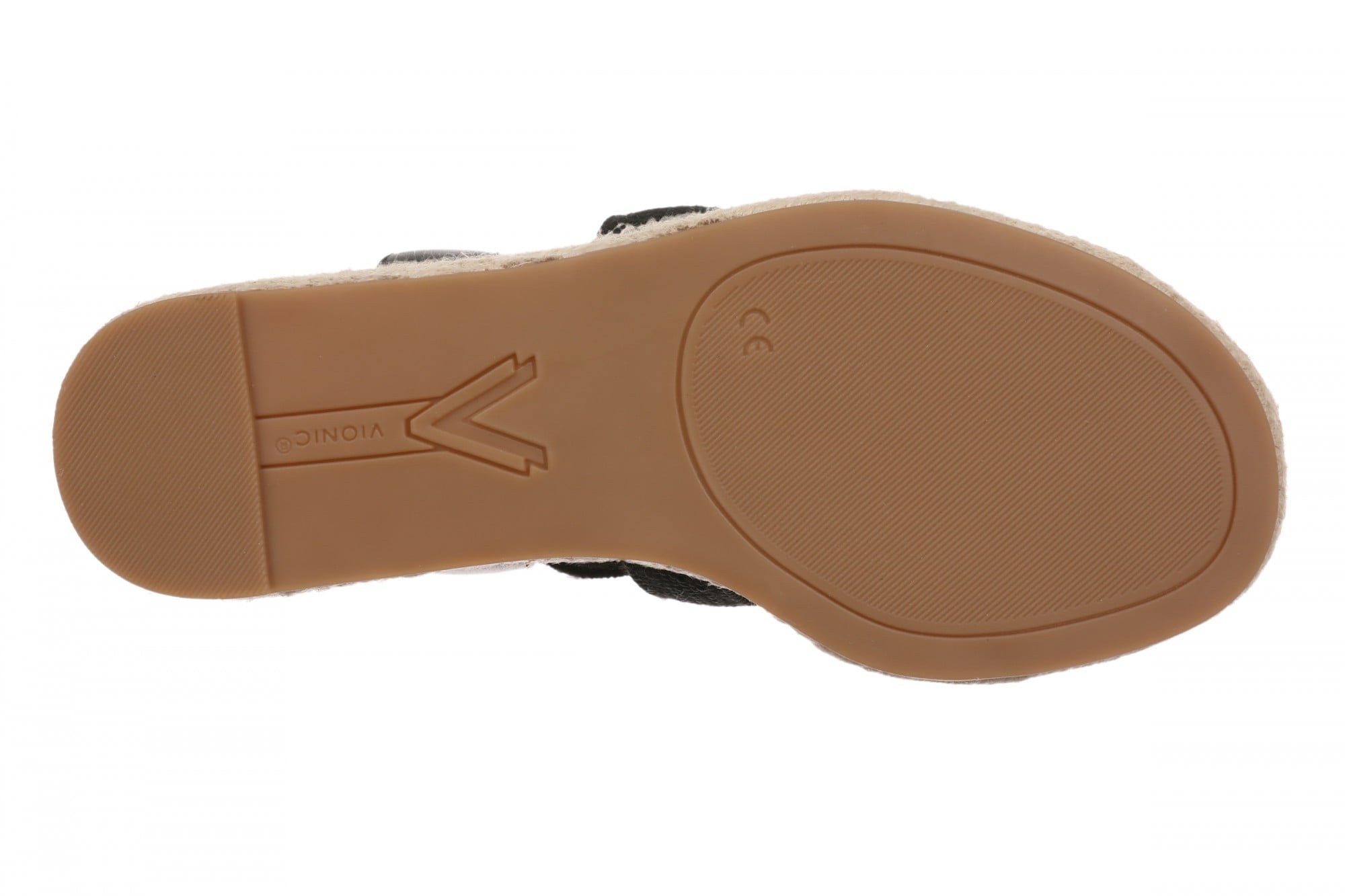 Vionic Soren Women's Espadrille Wedge Arch Support Sandal - Black/Natural - Bottom