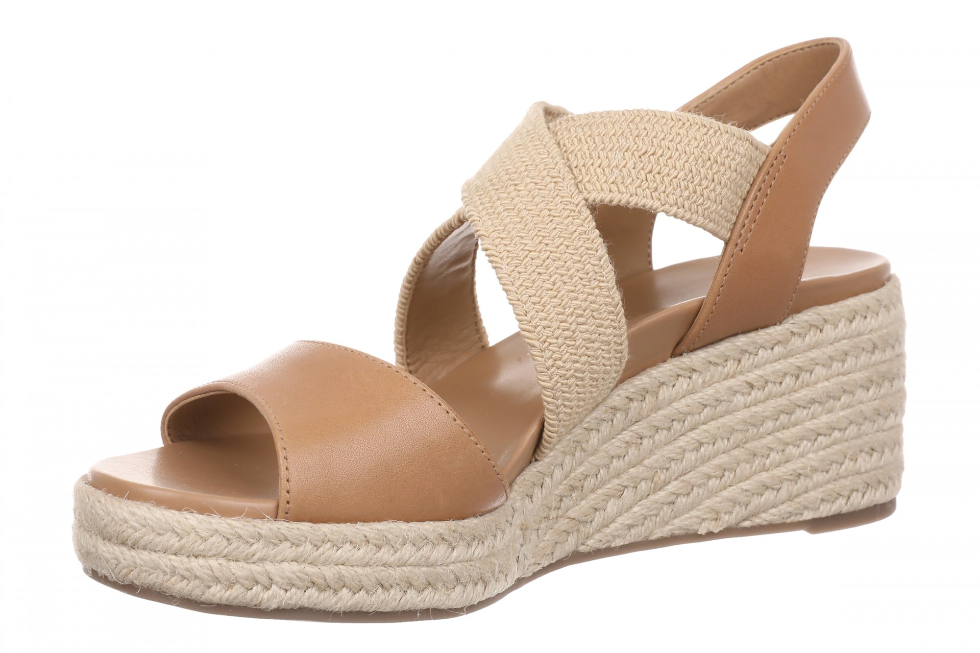 Vionic Soren Women's Espadrille Wedge Arch Support Sandal - Fawn/Natural - Left angle