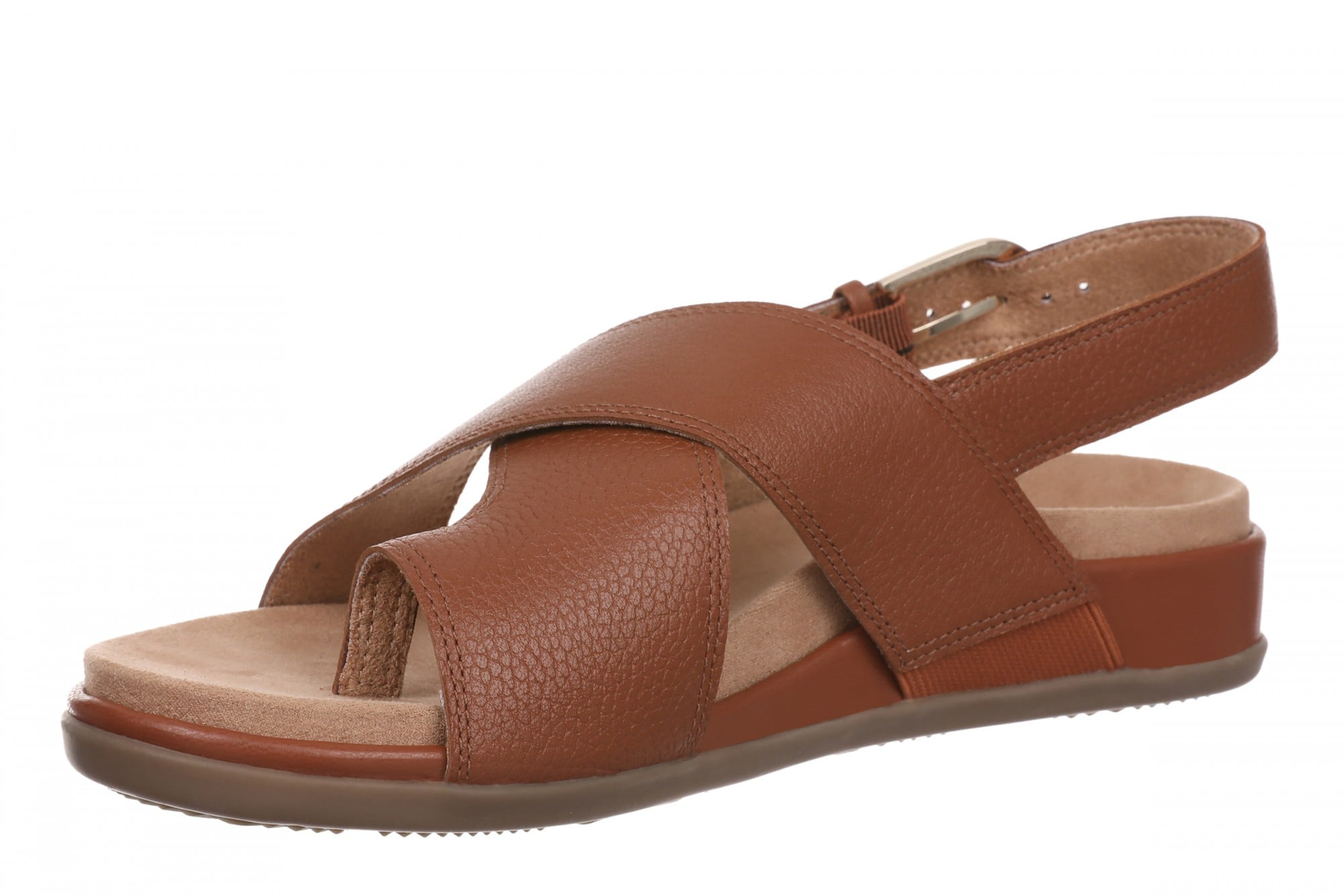 Vionic Cillian Women's Cushioned T-Strap Sandal - Equestrian Tan - Left angle