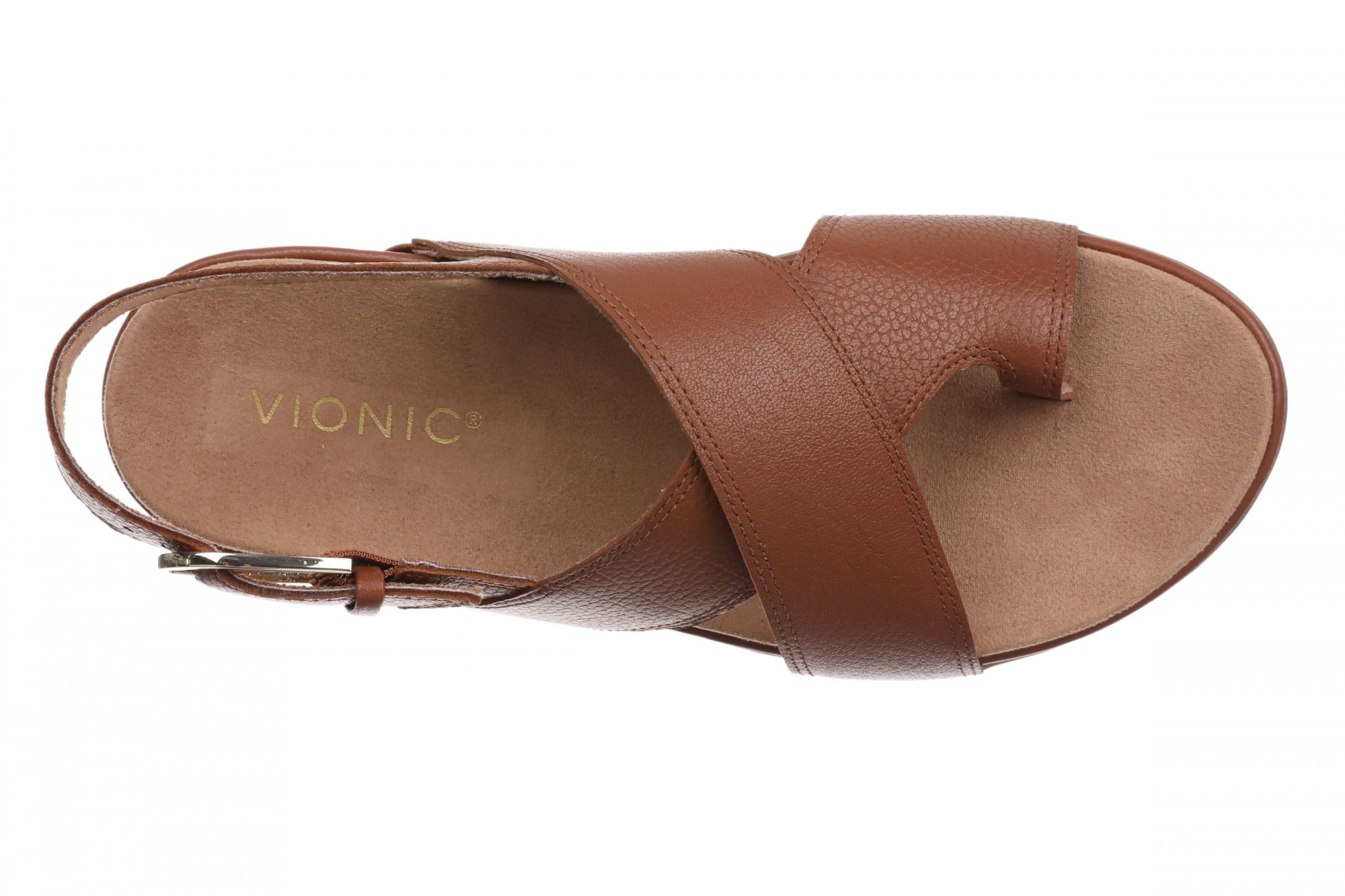 Vionic Cillian Women's Cushioned T-Strap Sandal - Equestrian Tan - Top