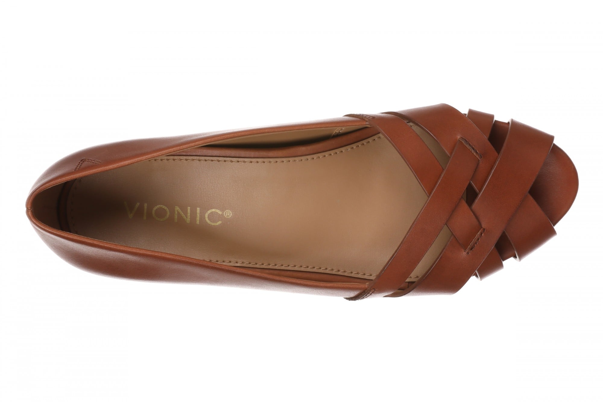 Vionic Shana Women's Woven Ballerina Arch Support Flat - Equestrian Tan - Top