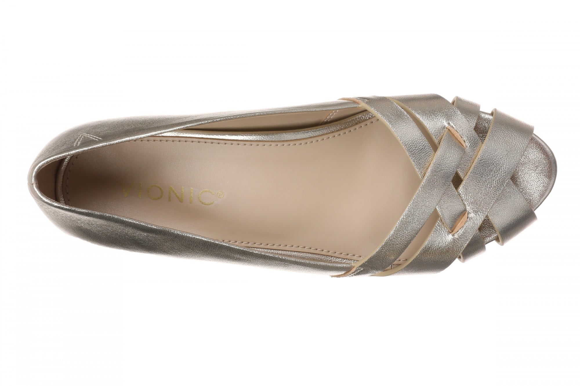 Vionic Shana Women's Woven Ballerina Arch Support Flat - Gold - Top