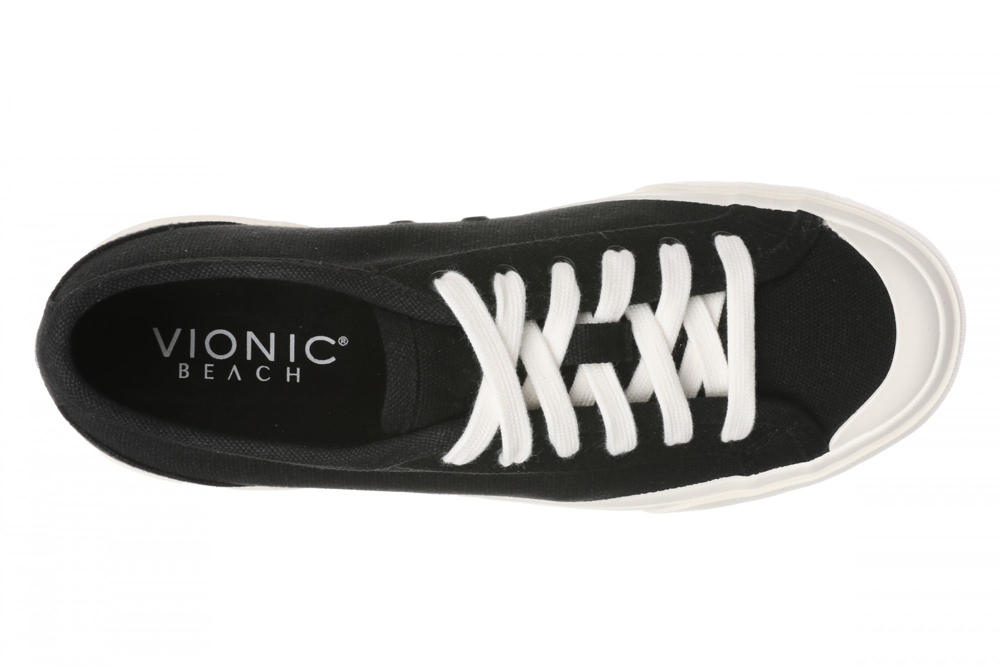 Vionic Sundrift Women's Canvas Lace-Up Comfort Sneaker - Black - Top