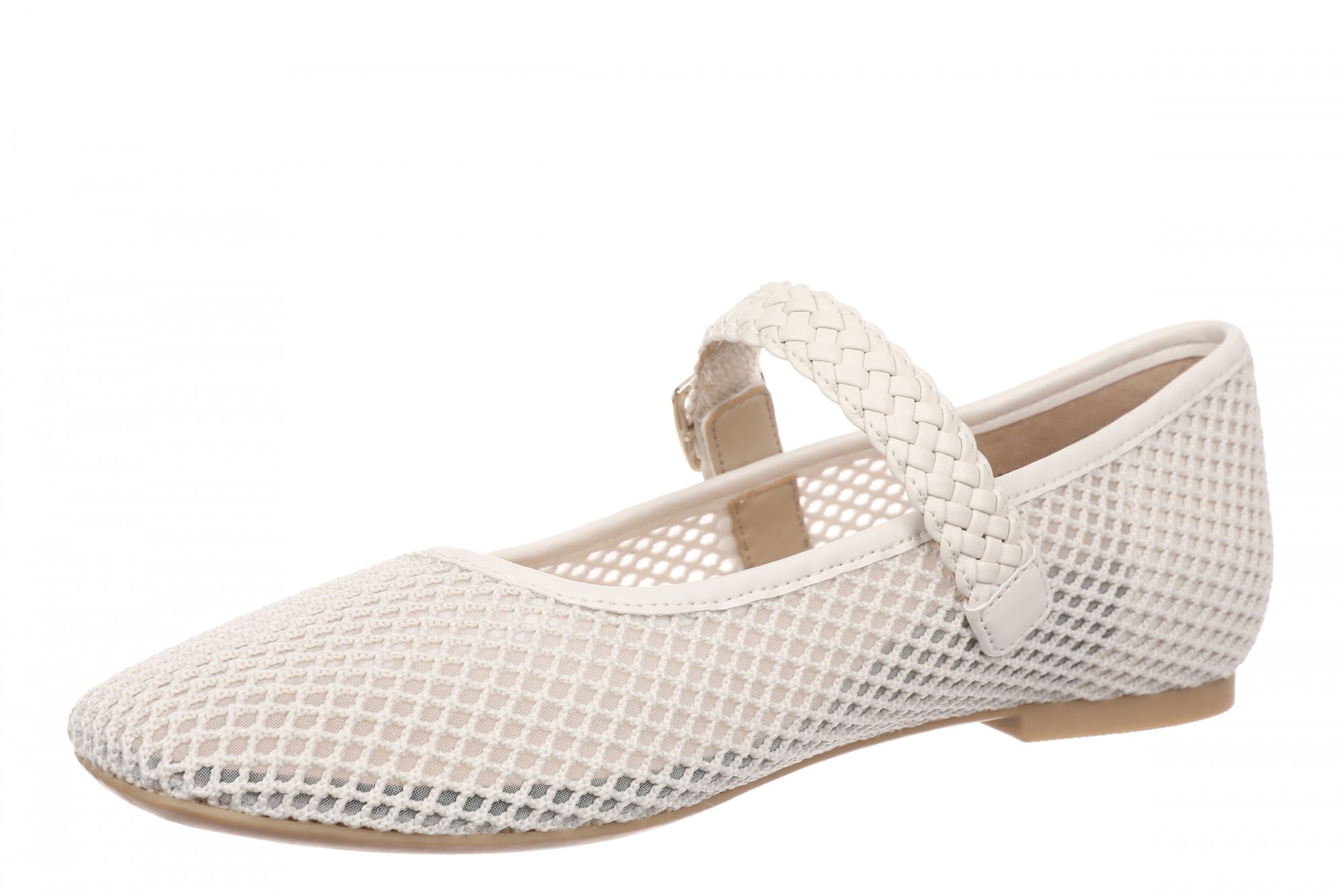 Vionic Alameda Mesh Women's Mary Jane Arch Support Flat - Cream - Left angle