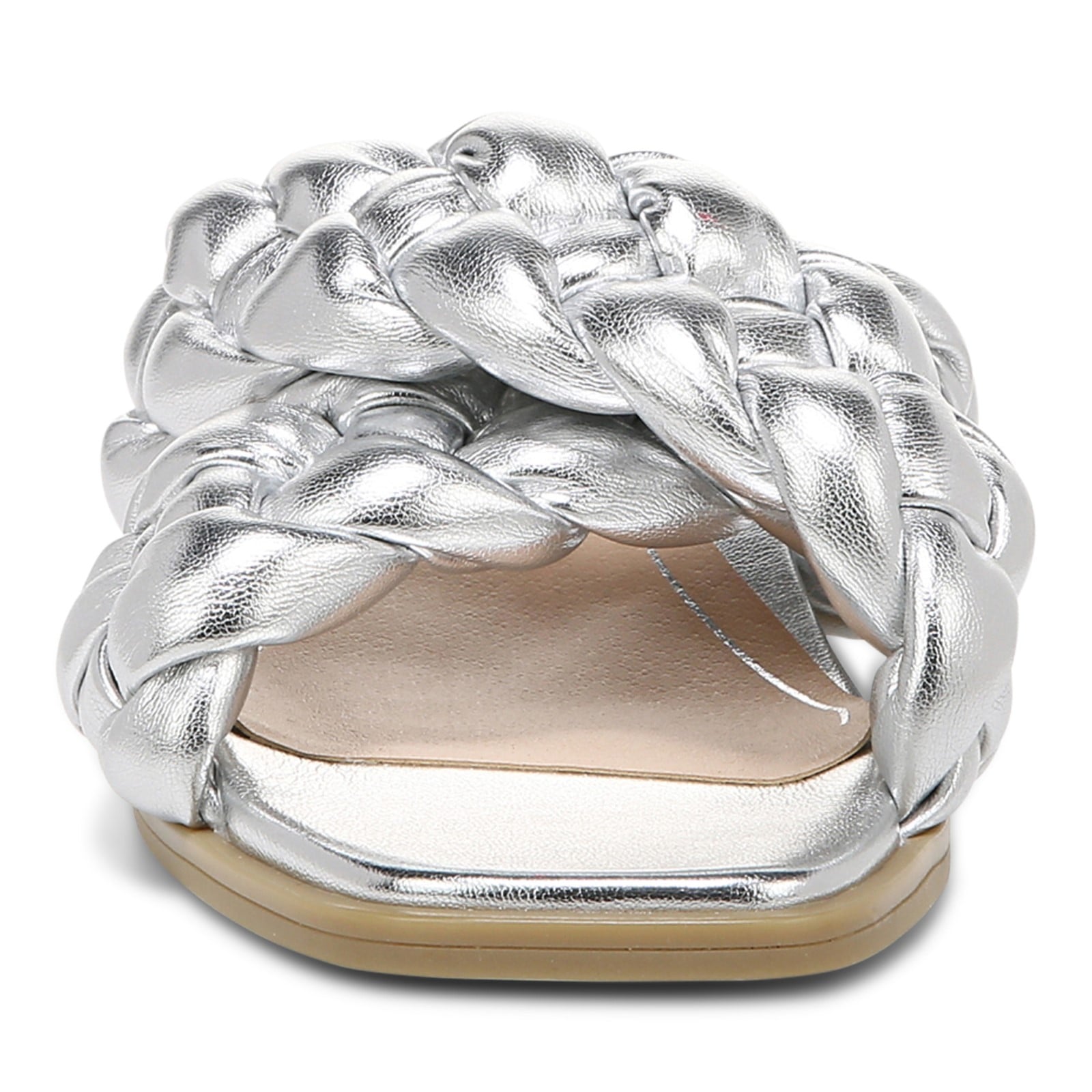 Vionic Kalina Women's Slide Braided Sandals - Silver - Front