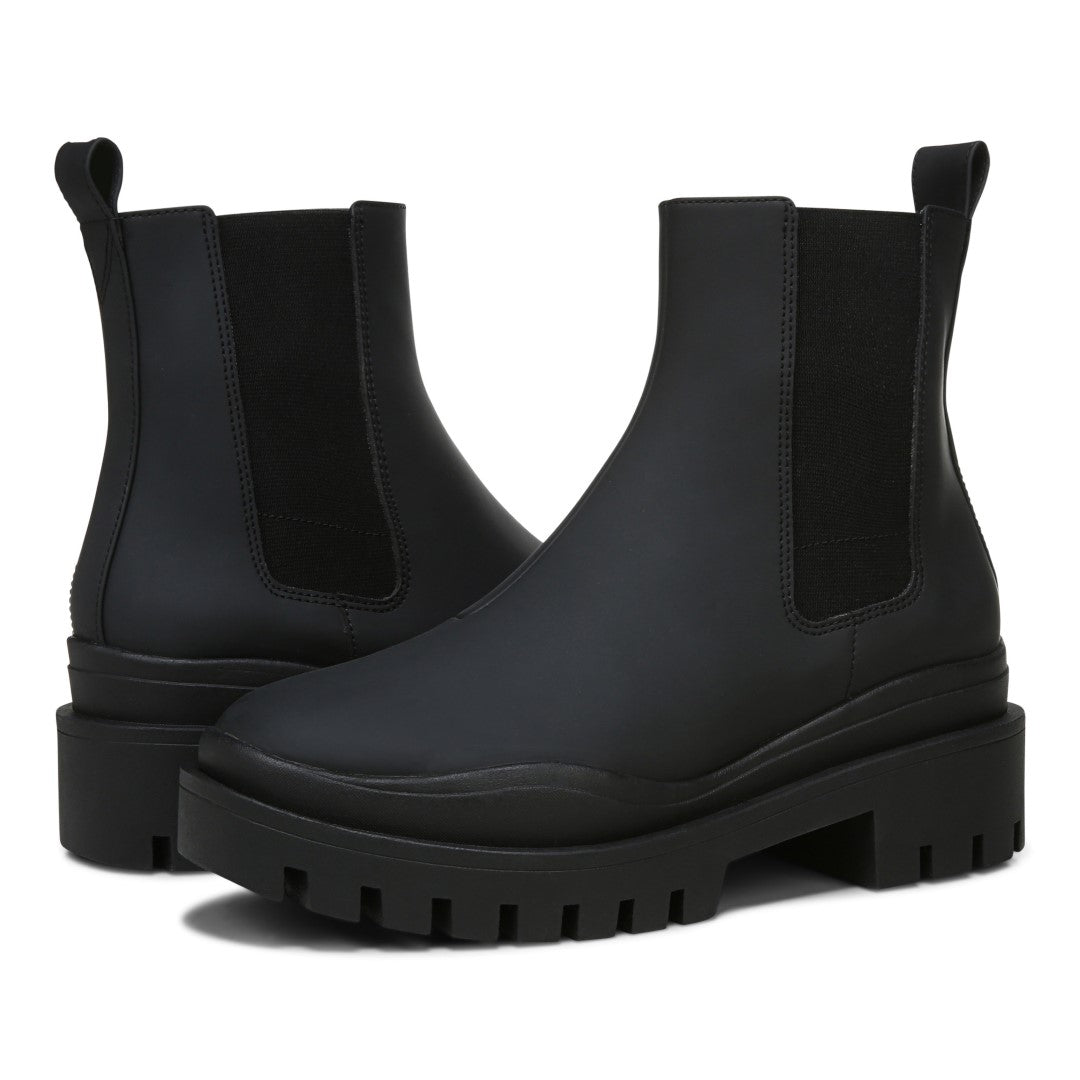 Vionic Karsen Womens Mid Shaft Boots - Black Wp Rubber Syn - pair left angle
