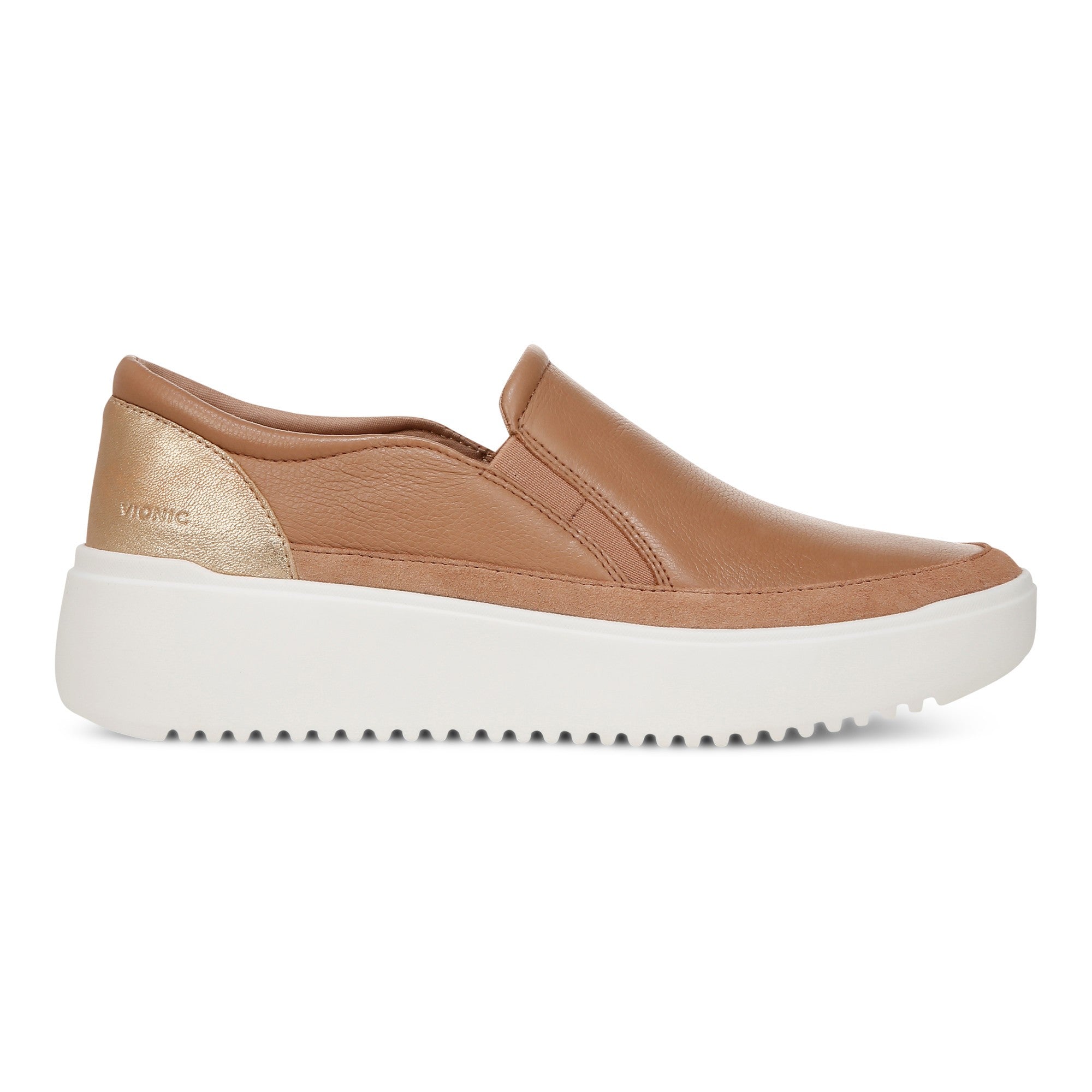 Vionic Kearny Women's Platform Slip-On Comfort Sneaker - Macaroon Brown - Right side
