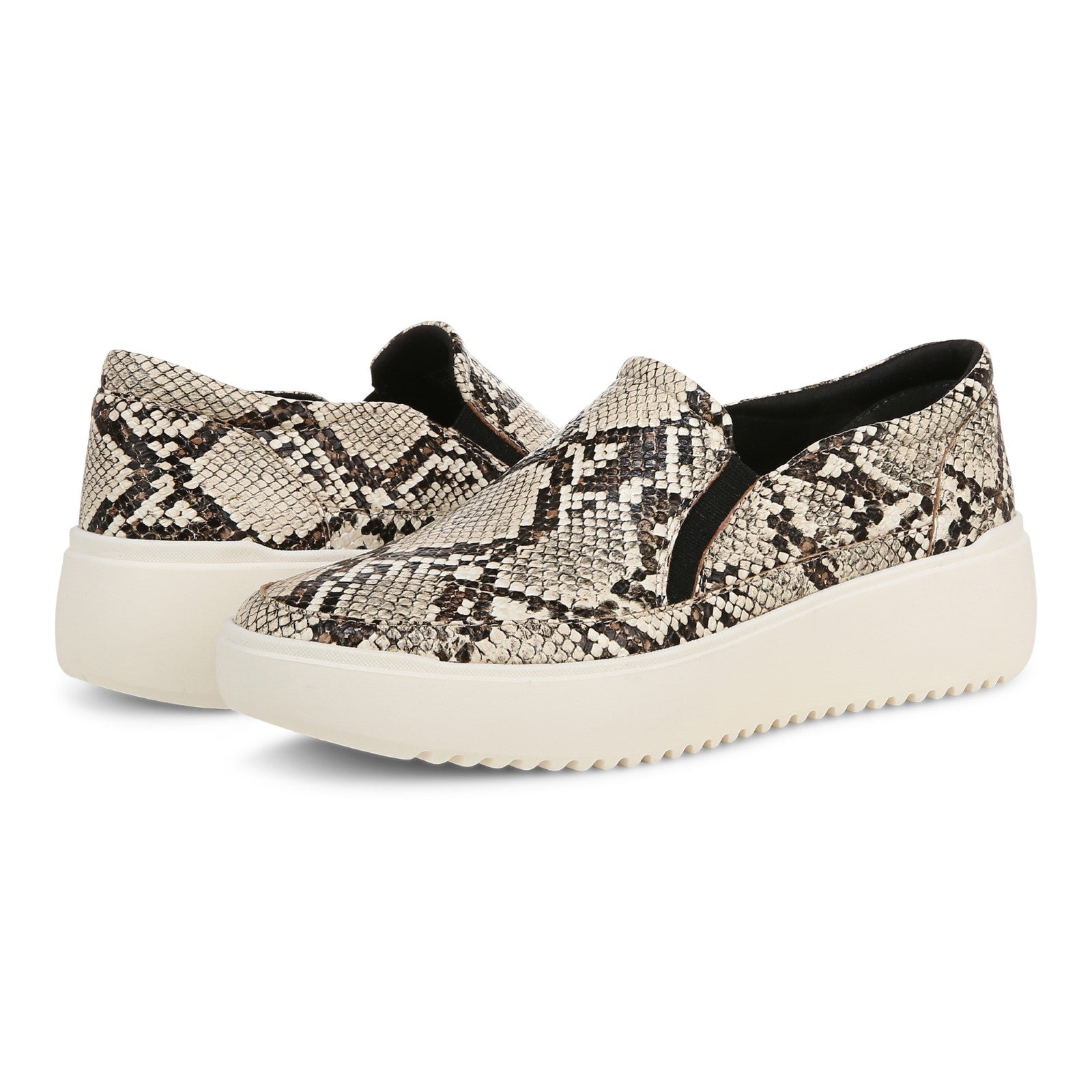 Vionic Kearny Women's Platform Slip-On Comfort Sneaker - Ivory Multi - pair left angle