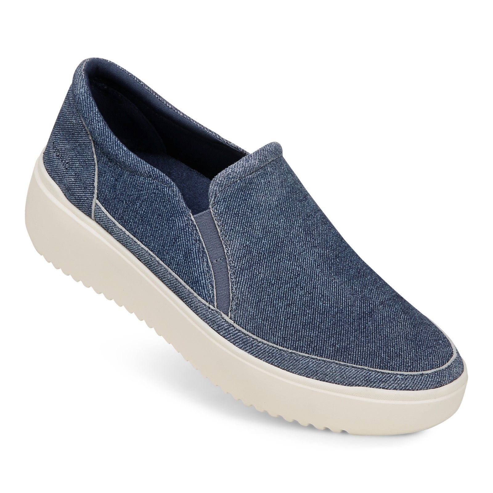 Vionic Kearny Women's Platform Slip-On Comfort Sneaker - Denim Blue - KEARNY-I8680L5401-DENIM BLUE-13fl-med