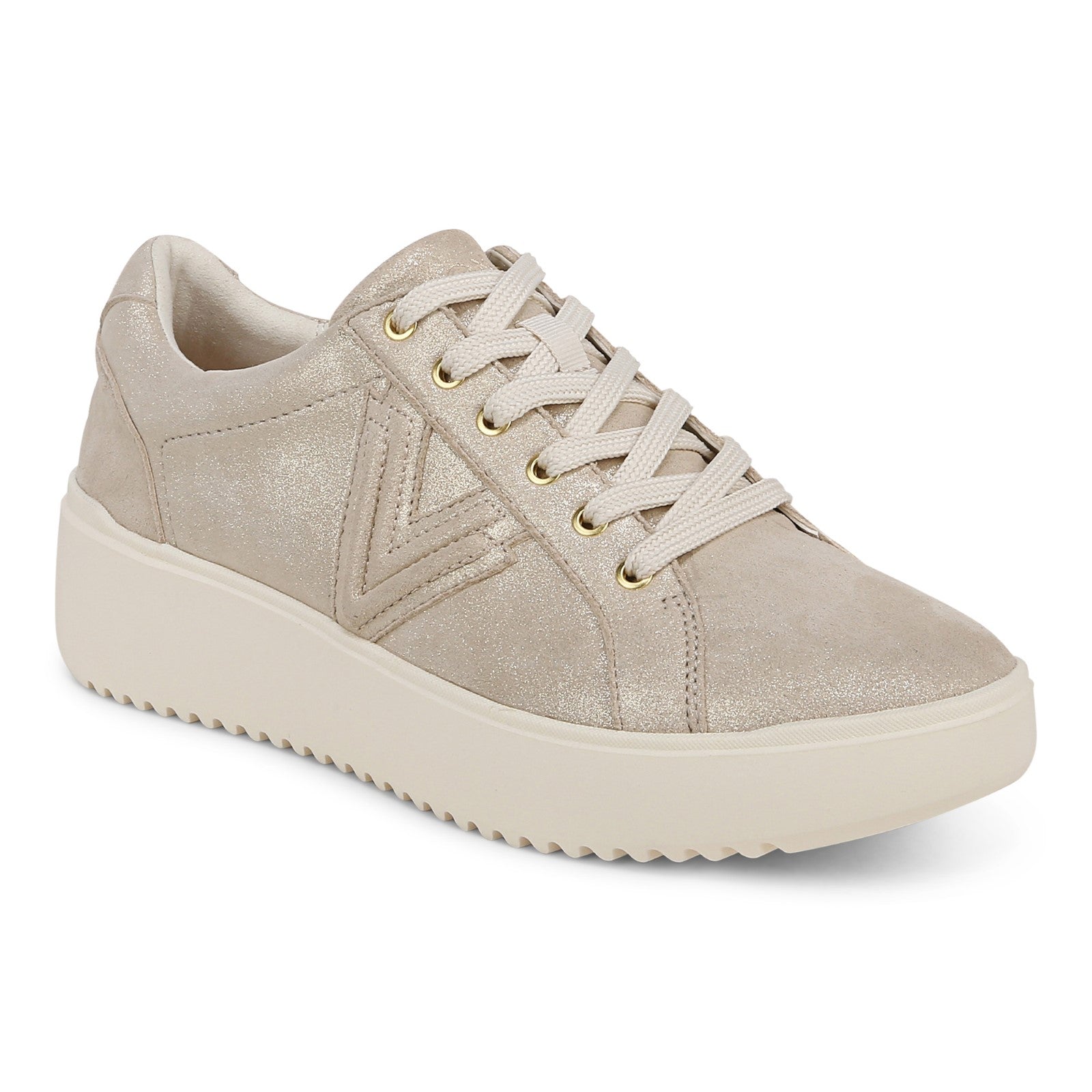 Vionic Kearny Women's Lace Up Platform Comfort Sneaker - Soft Gold - Angle main