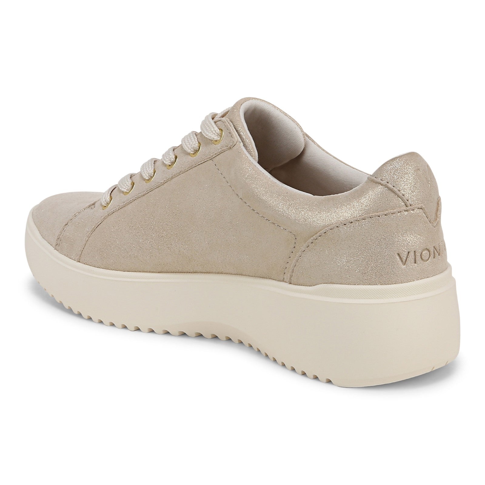 Vionic Kearny Women's Lace Up Platform Comfort Sneaker - Soft Gold - Back angle