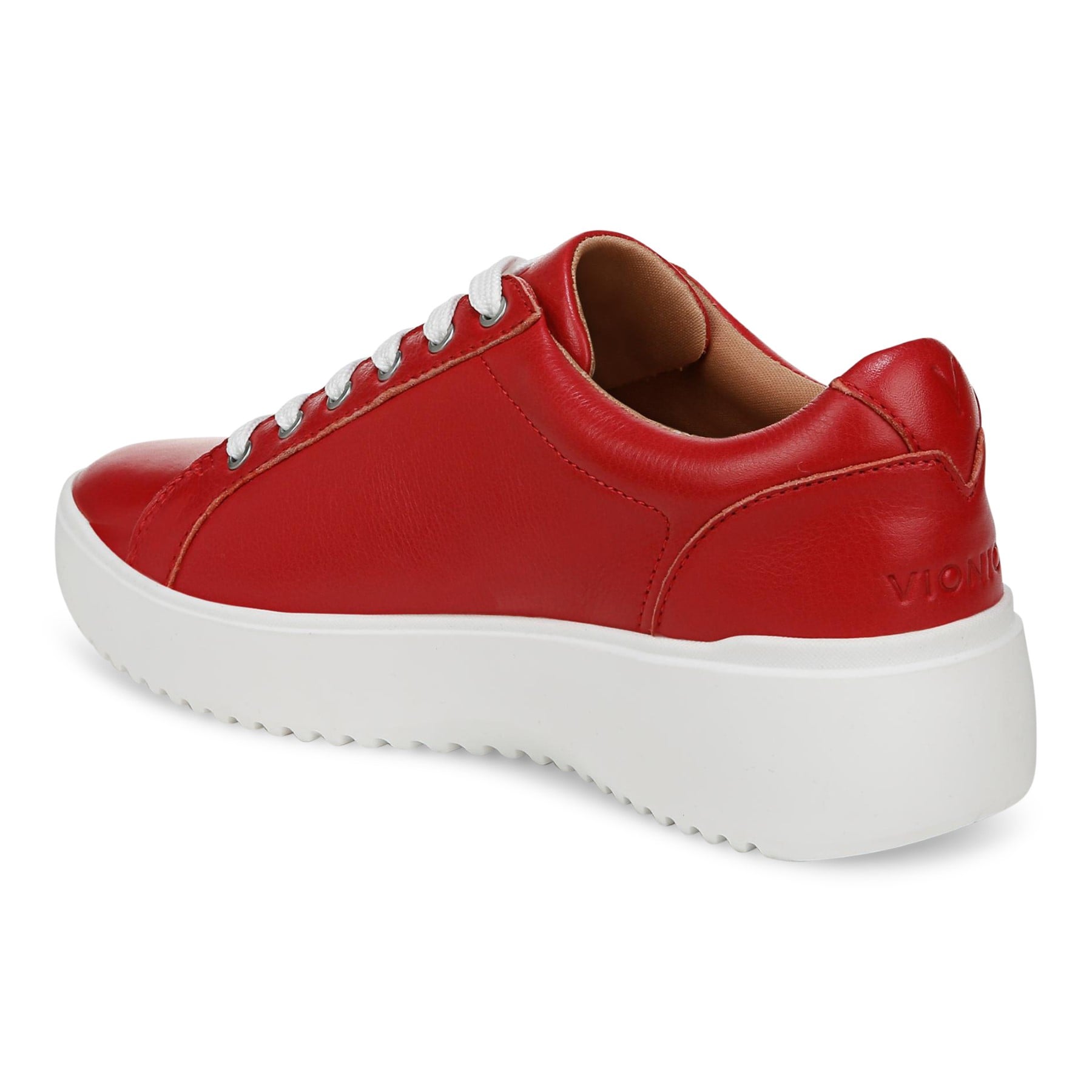 Vionic Kearny Women's Lace Up Platform Comfort Sneaker - Red - Back angle
