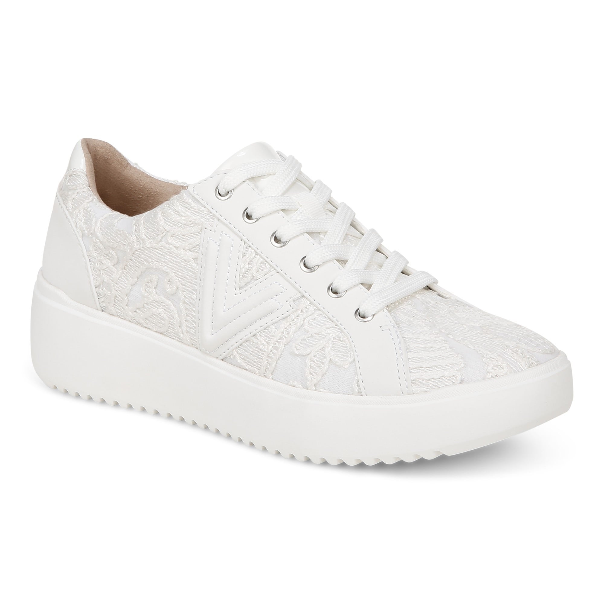 Vionic Kearny Women's Lace Up Platform Comfort Sneaker in White Lace