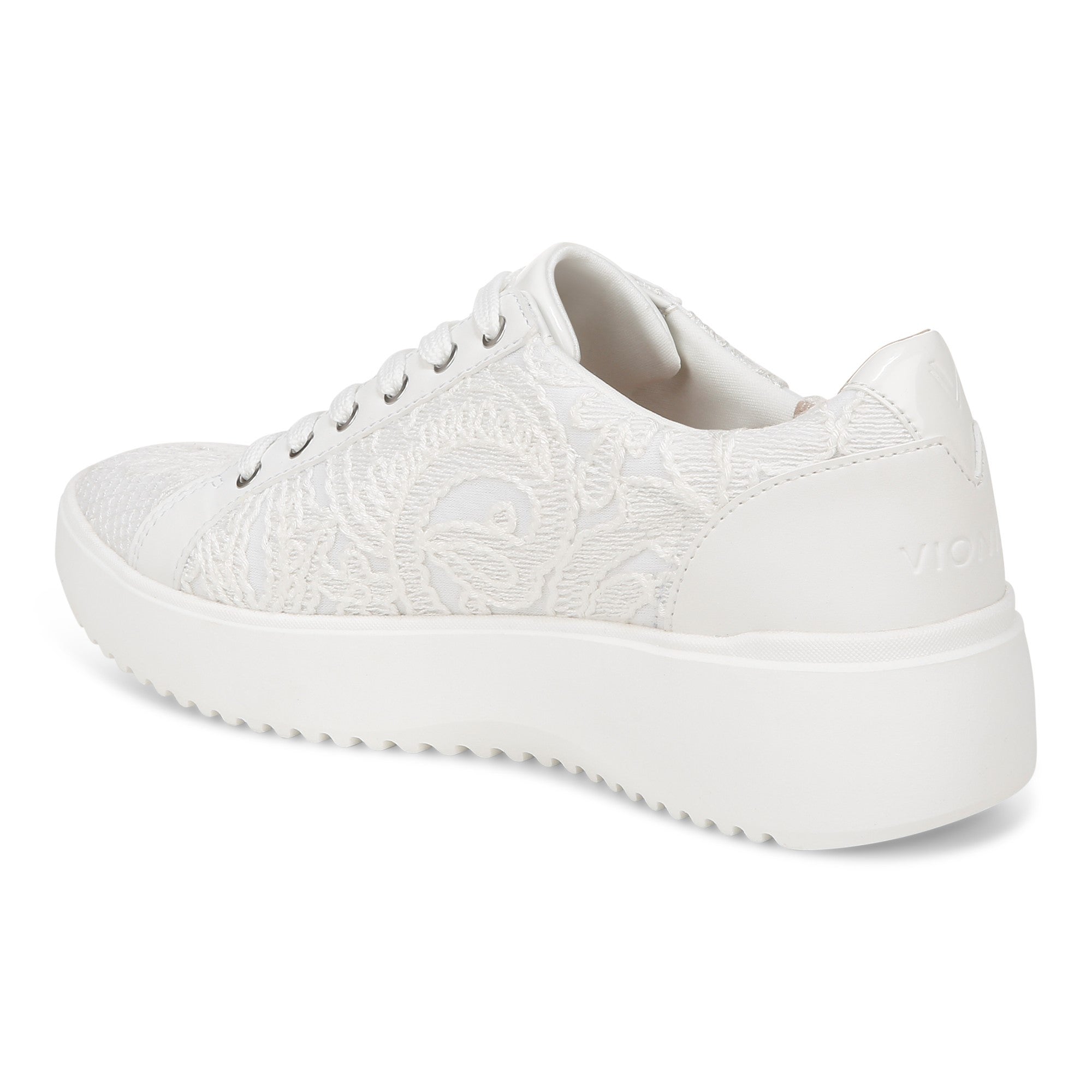 Vionic Kearny Women's Lace Up Platform Comfort Sneaker - White Lace - Back angle