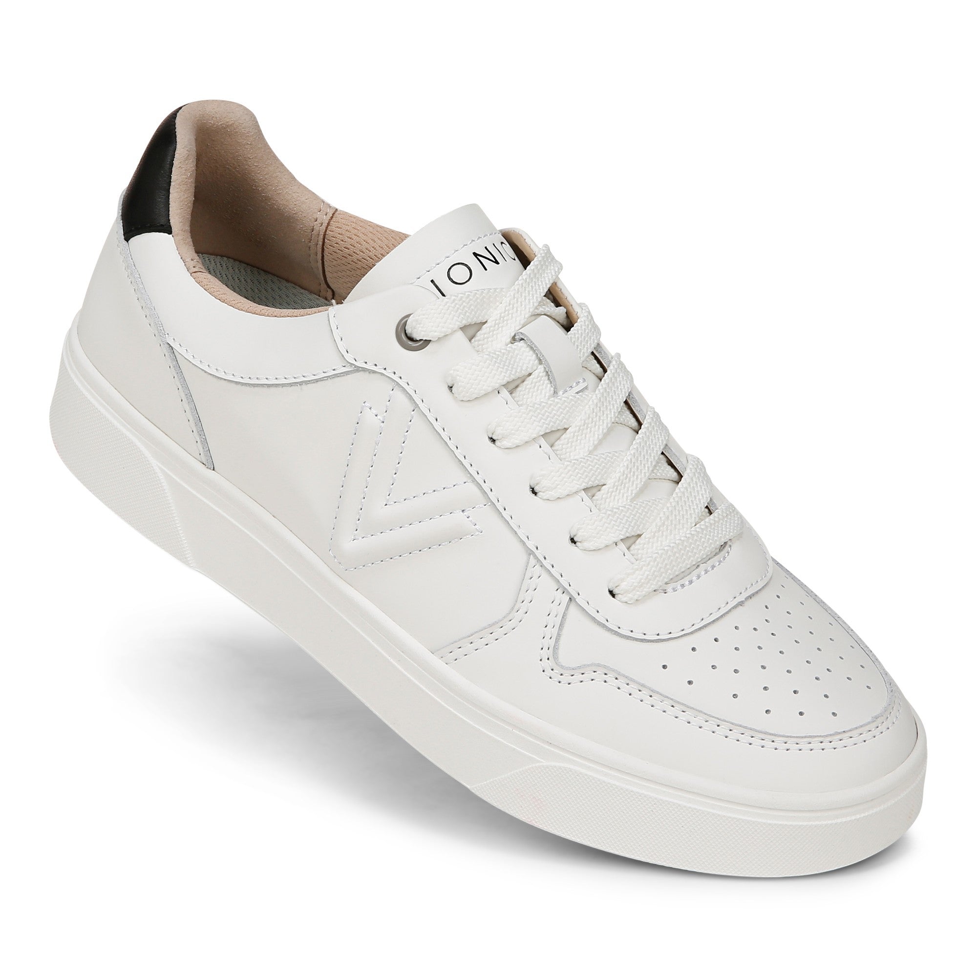 Vionic Kimmie Court - Women's Casual Leather Lace-up Orthotic Shoe - White - KIMMIE COURT-I9793L1101-WHITE-13fl-med