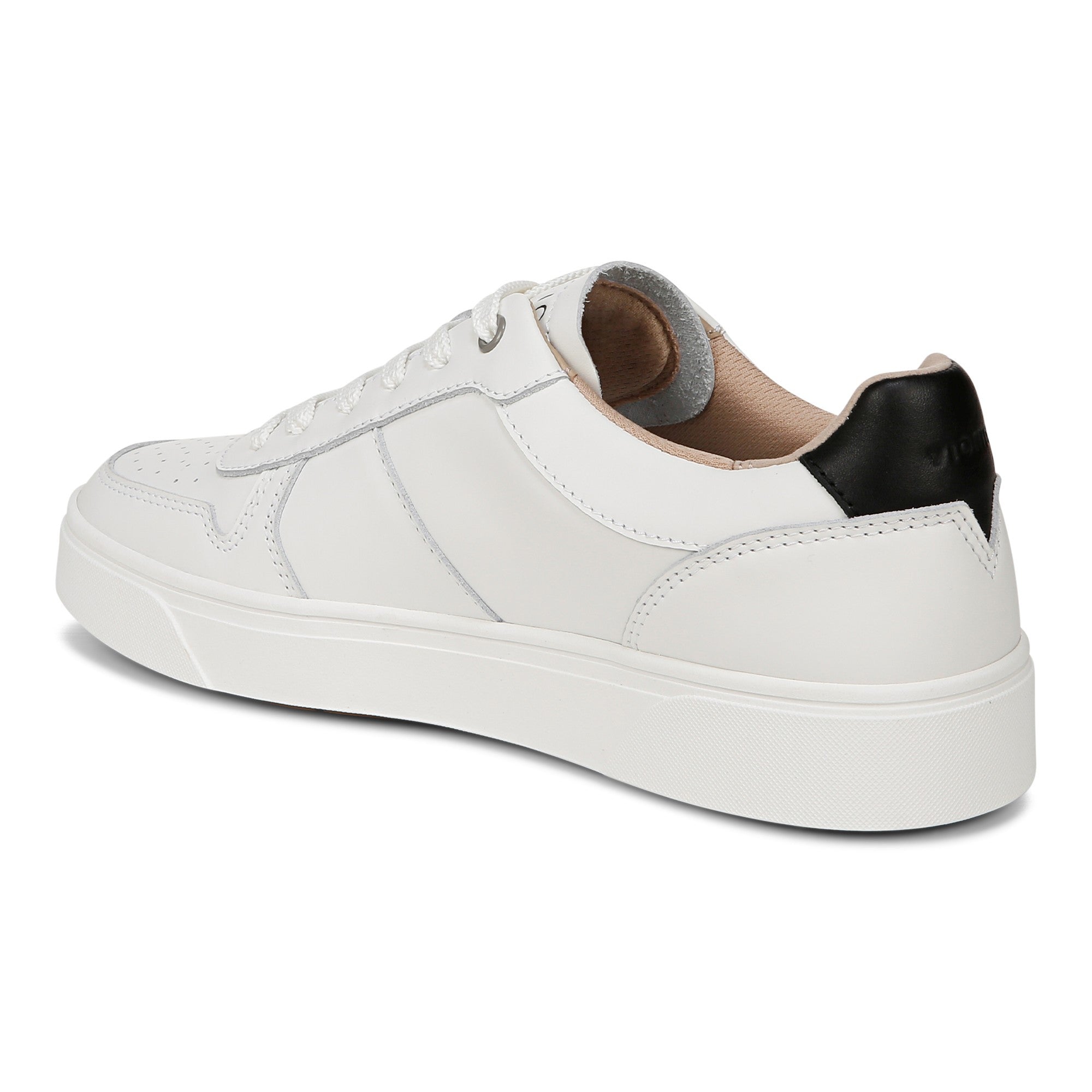 Vionic Kimmie Court - Women's Casual Leather Lace-up Orthotic Shoe - White - Back angle