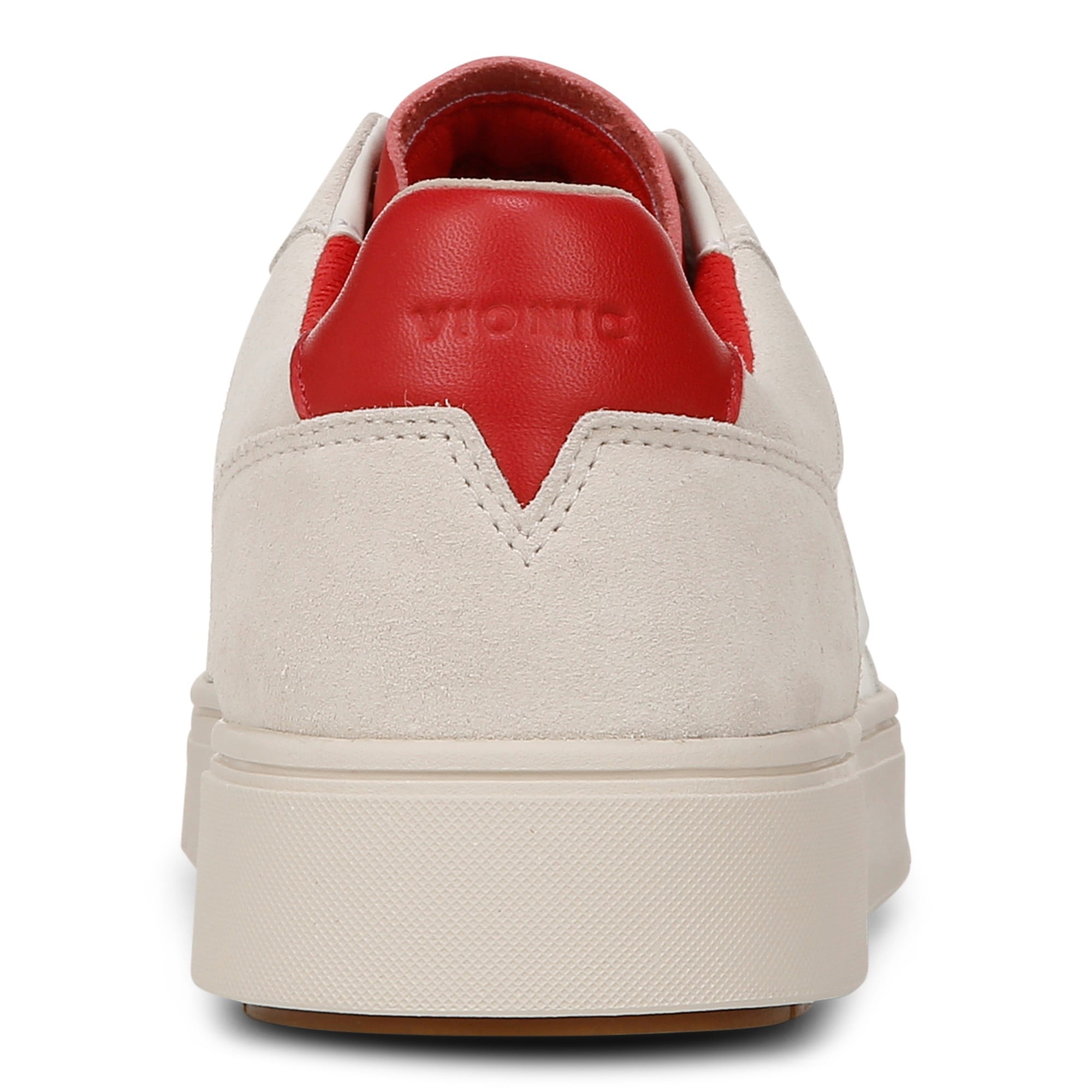 Vionic Kimmie Court - Women's Casual Leather Lace-up Orthotic Shoe - Cream/red - Back