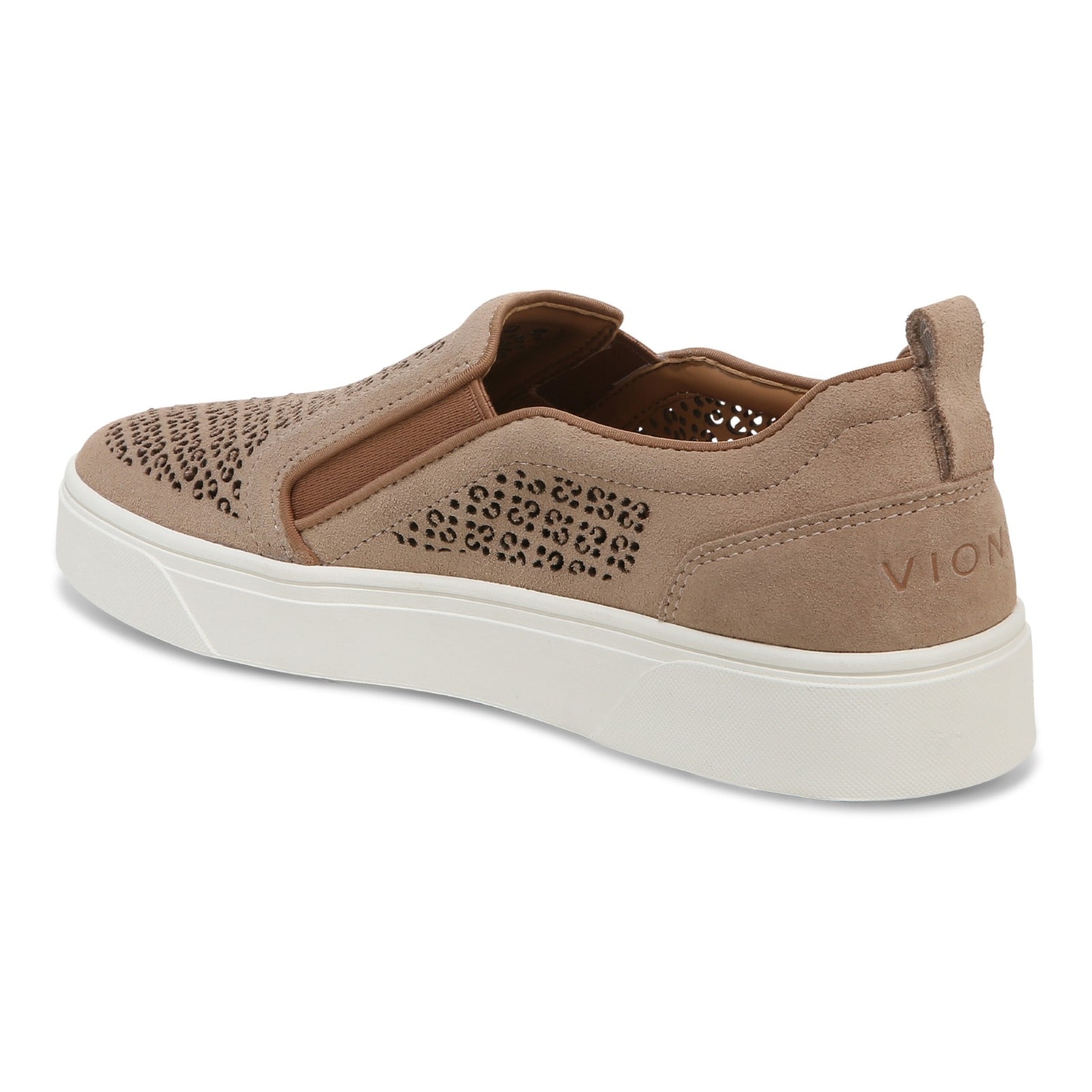 Vionic Kimmie Perf Womens Slip On/Loafer/Moc Casual - Wheat Suede/Rose Suede - Back angle