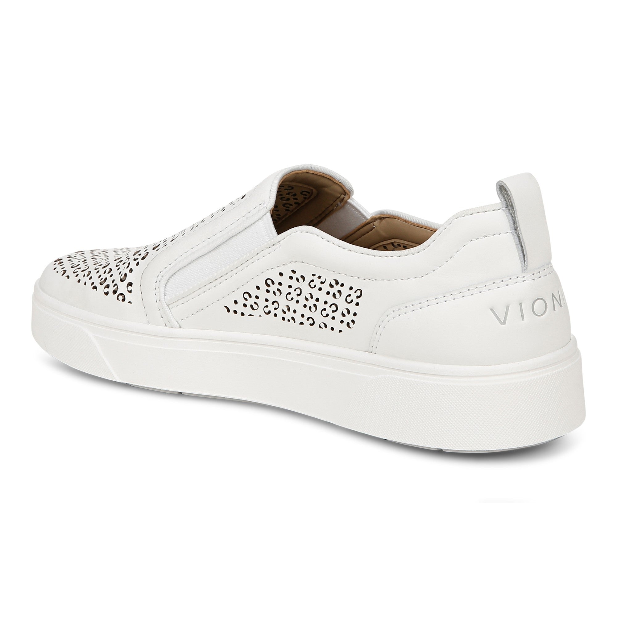 Vionic Kimmie Perf Women's Slip On Supportive Sneaker - White - Back angle