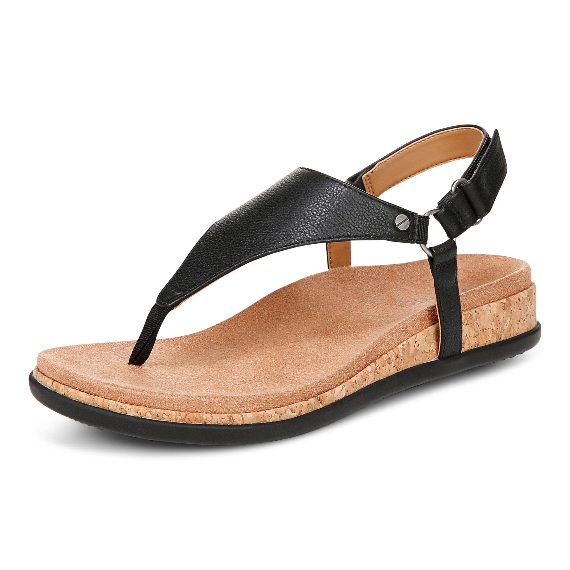 Vionic Kirra II Women's Toe Post Sling Back Arch Supportive Sandal - Black - Left angle